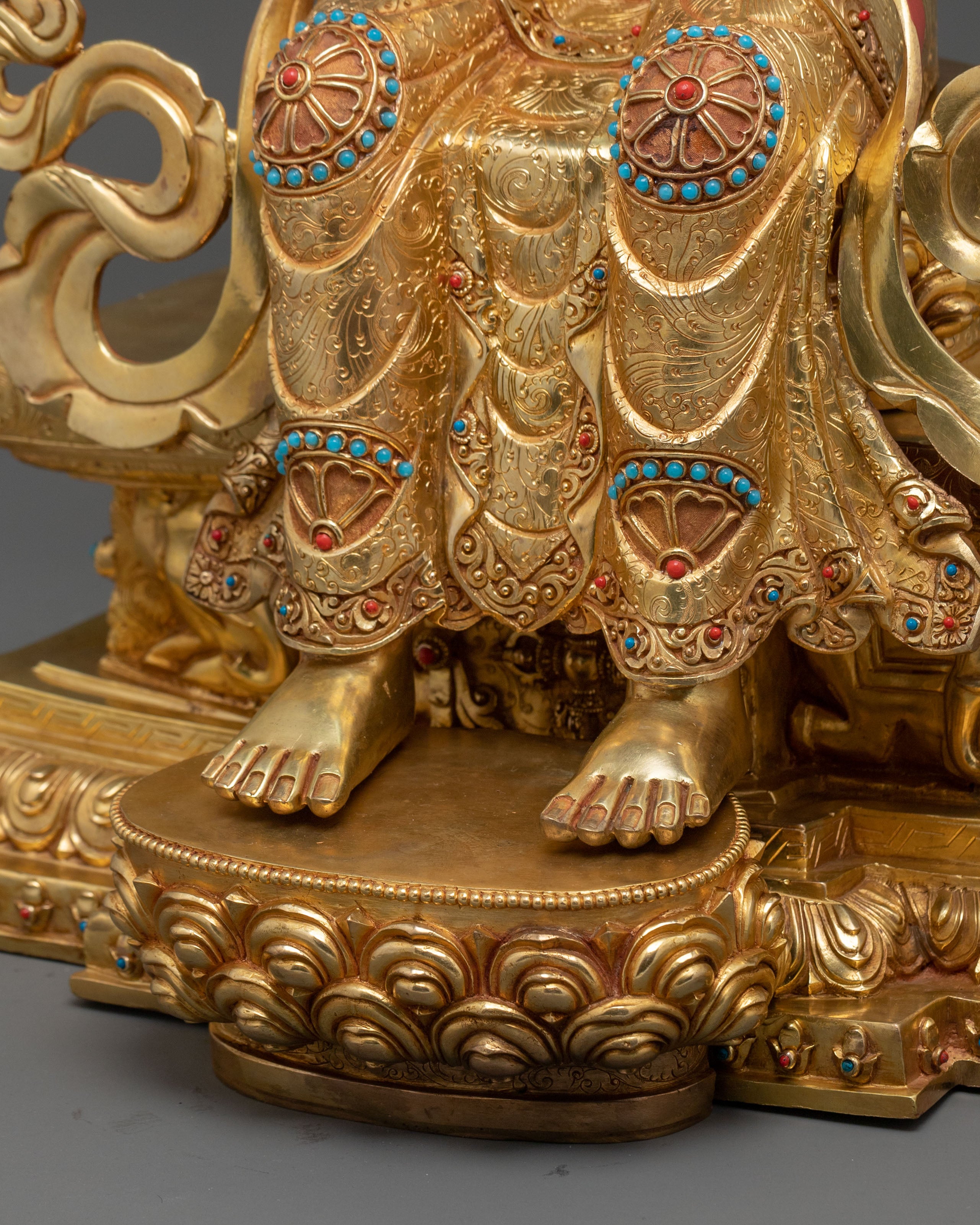 Maitreya Buddha Fire Gold Gilded Statue | Home Decor