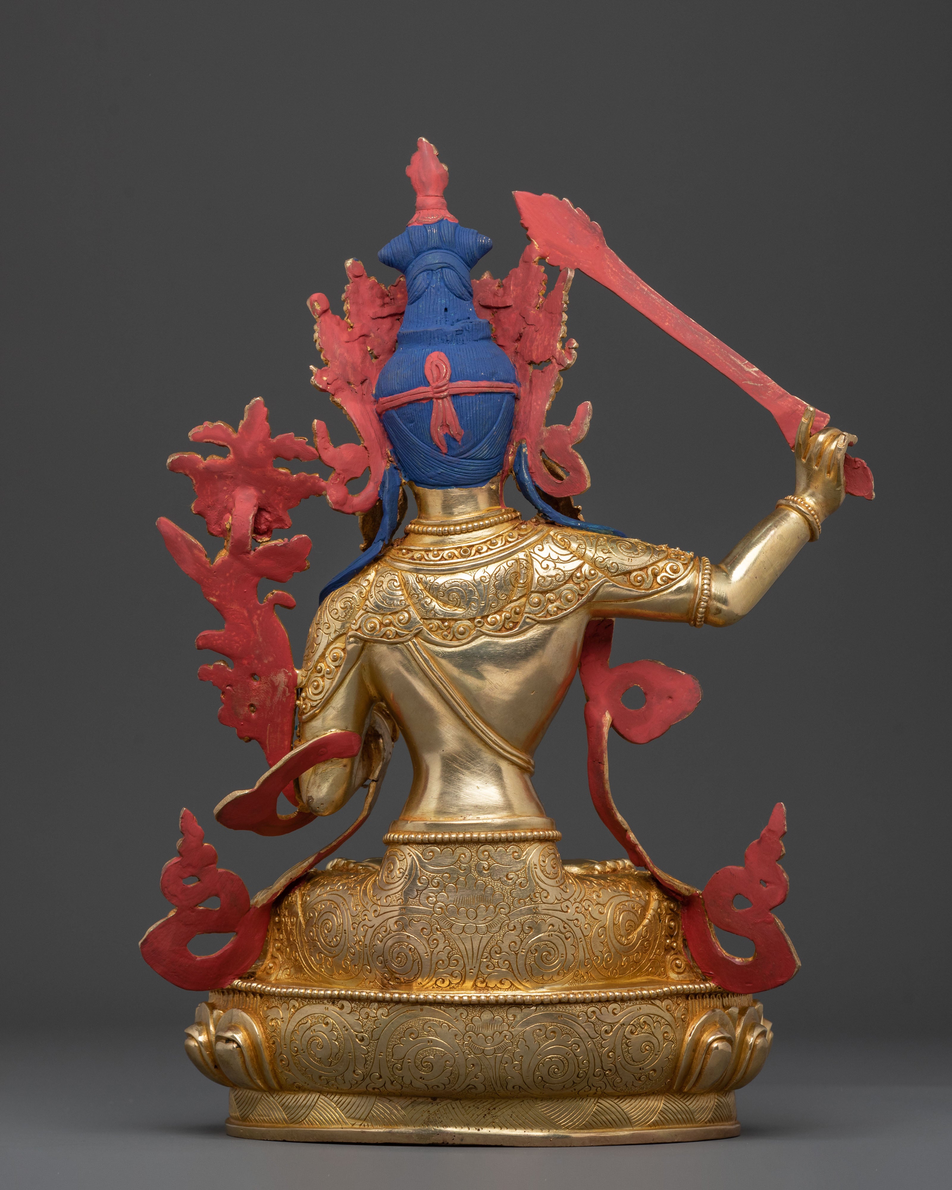 Handmade 24K Gold Gilded Manjushri Statue