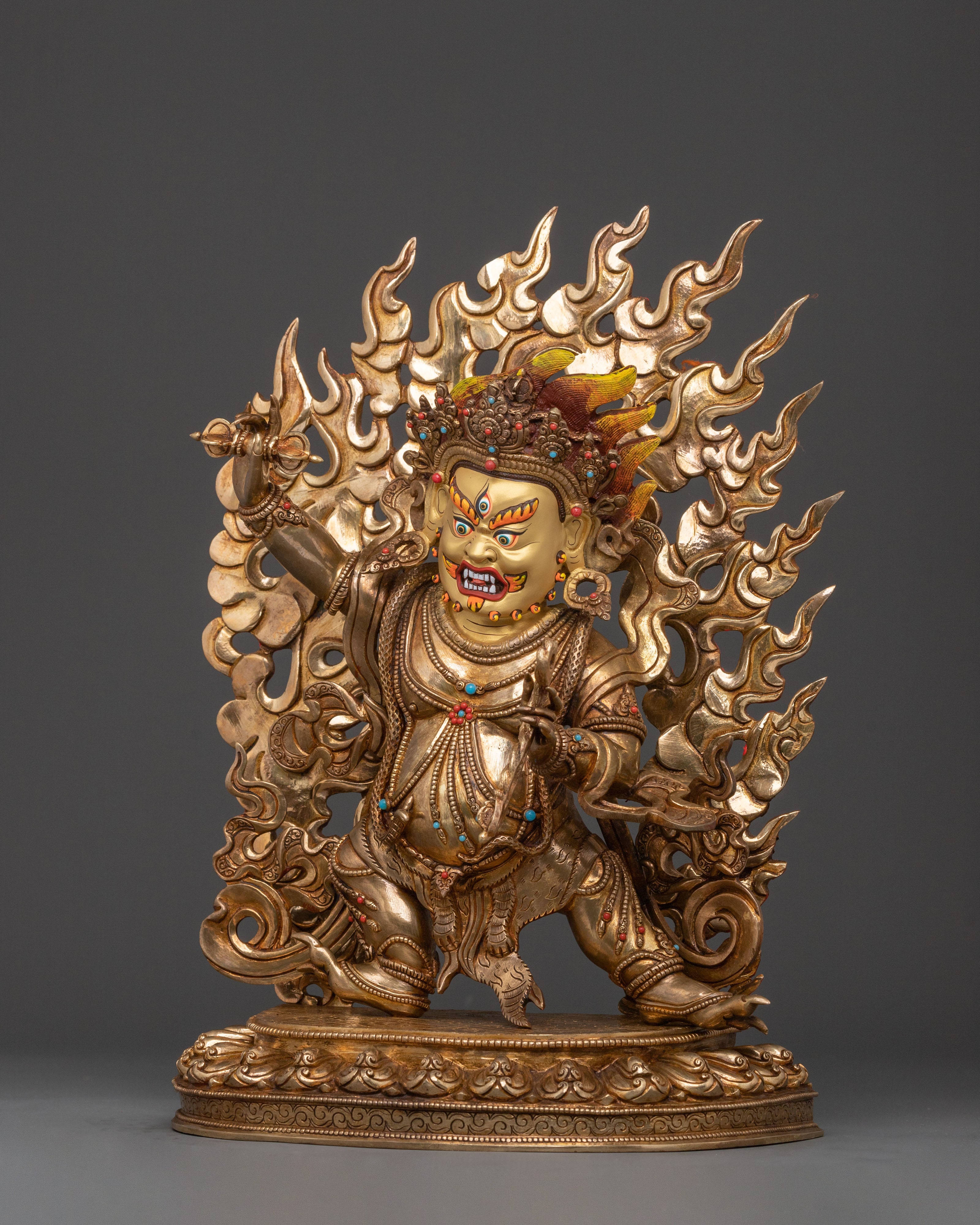 Vajrapani Statue: 24K Gold Gilded Sacred Bodhisattva