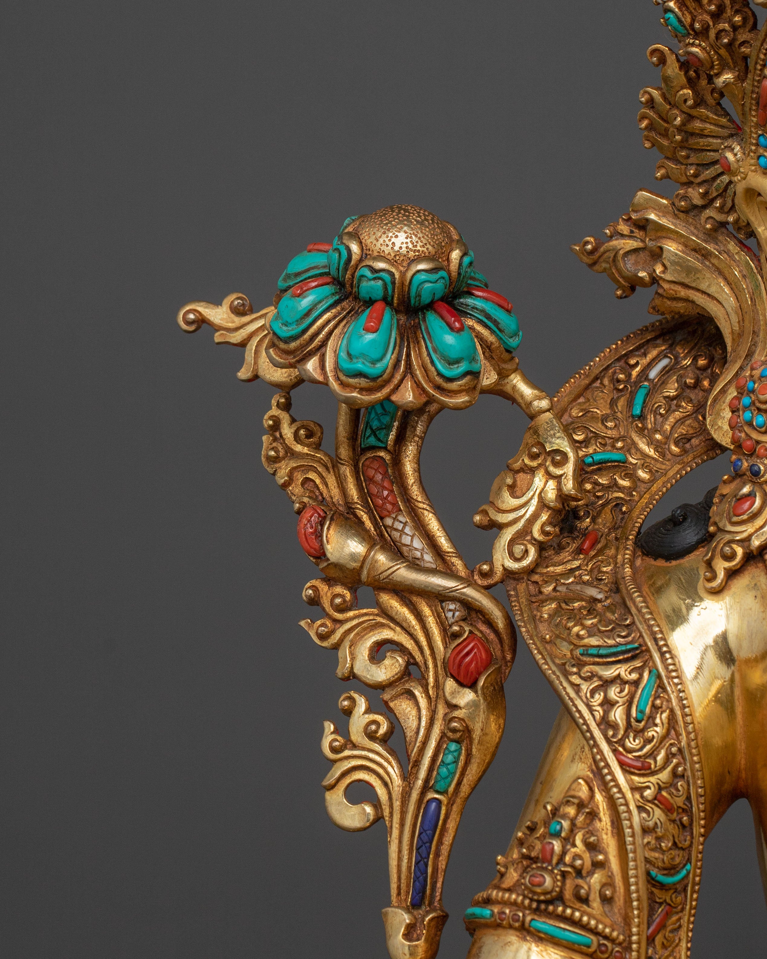 Goddess of Compassion: Green 24K Gold Glided Tara Statue