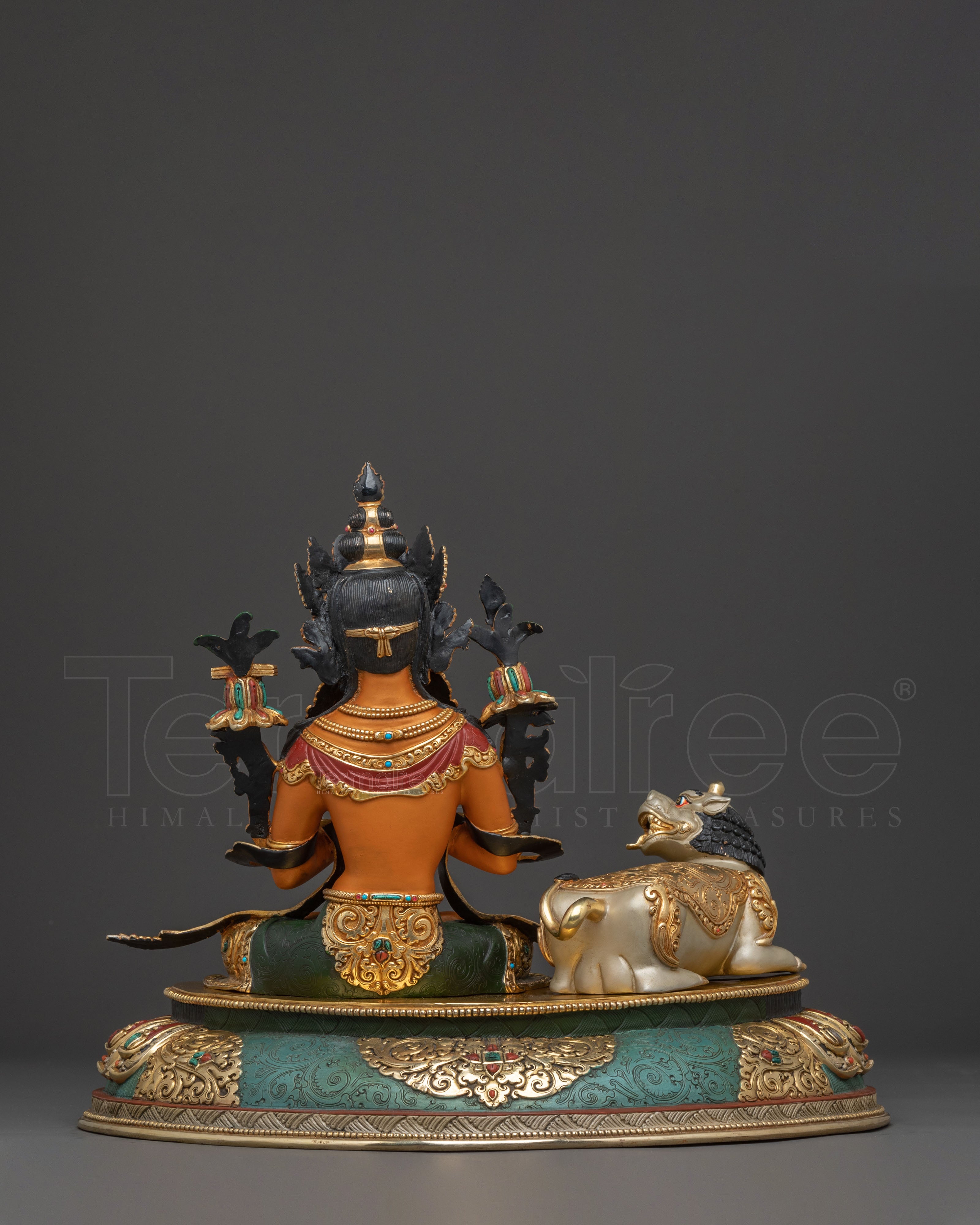 Tikshna Manjushri with Snow Lion Sculpture