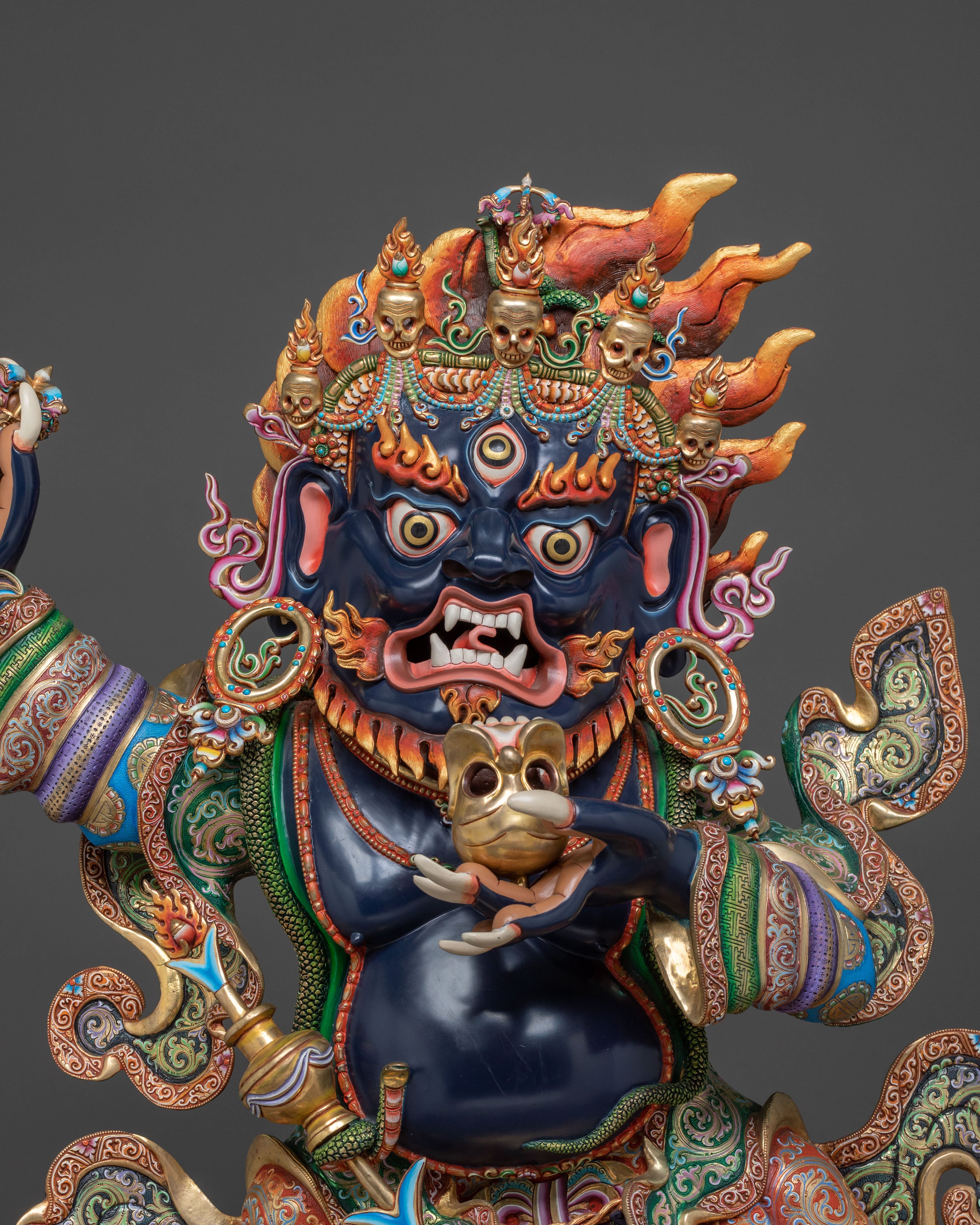 Mahakala Bernakchen, 24K Gold Gilded Protector Statue