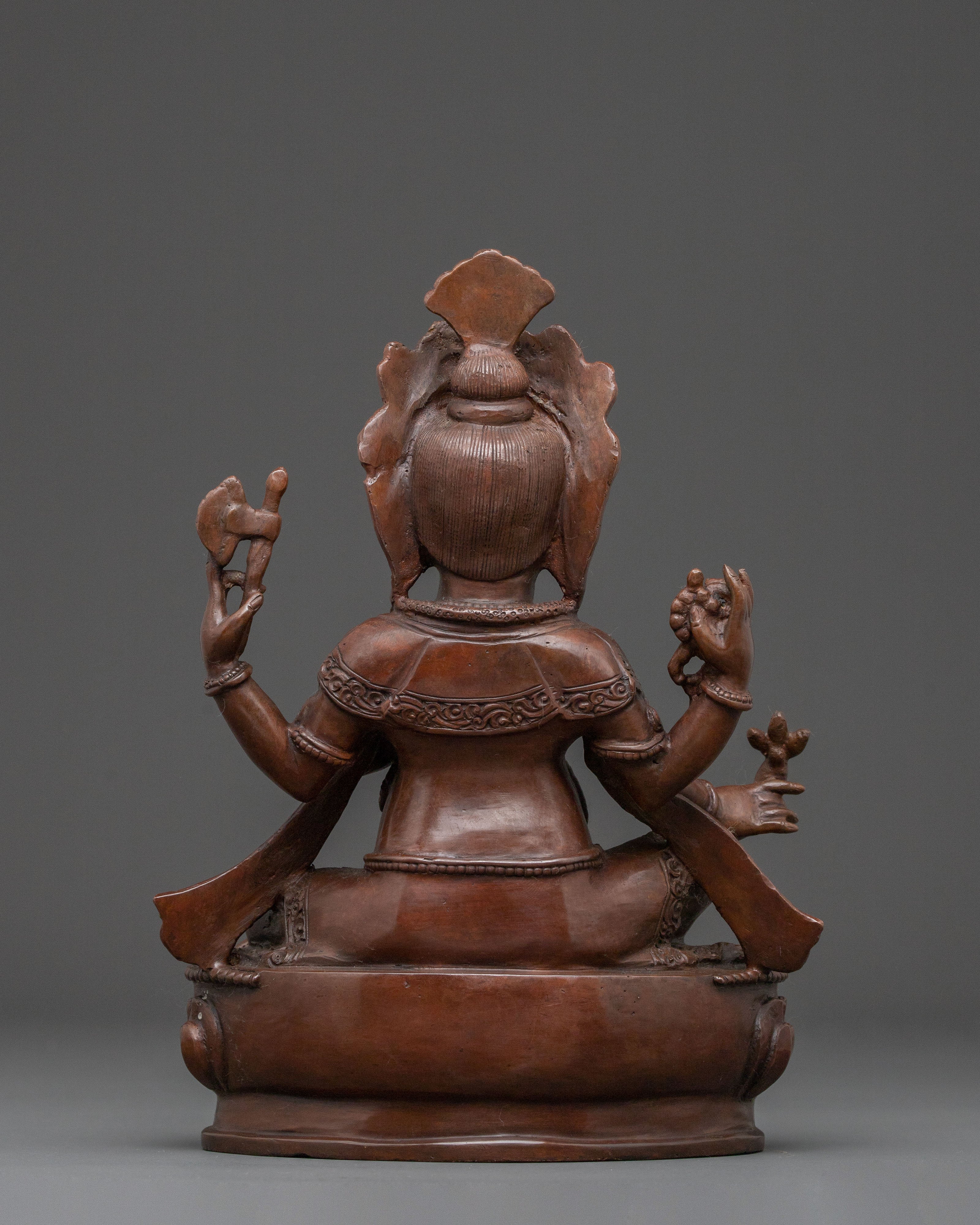 Oxidized Copper Statue of Ganesha: Remover of Obstacles