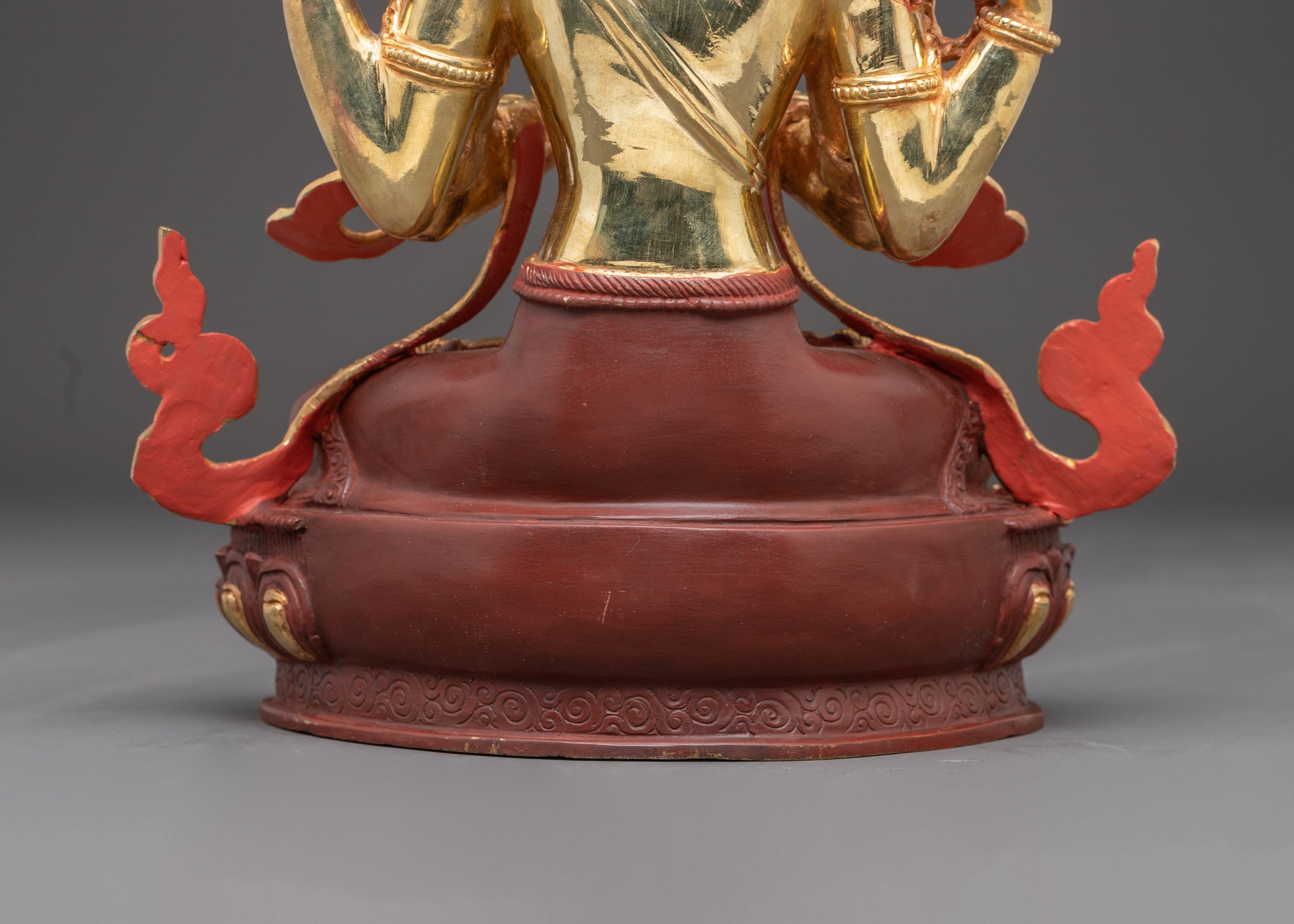 Handcrafted Nepalese Chenrezig Copper Statue | Symbol of Compassion