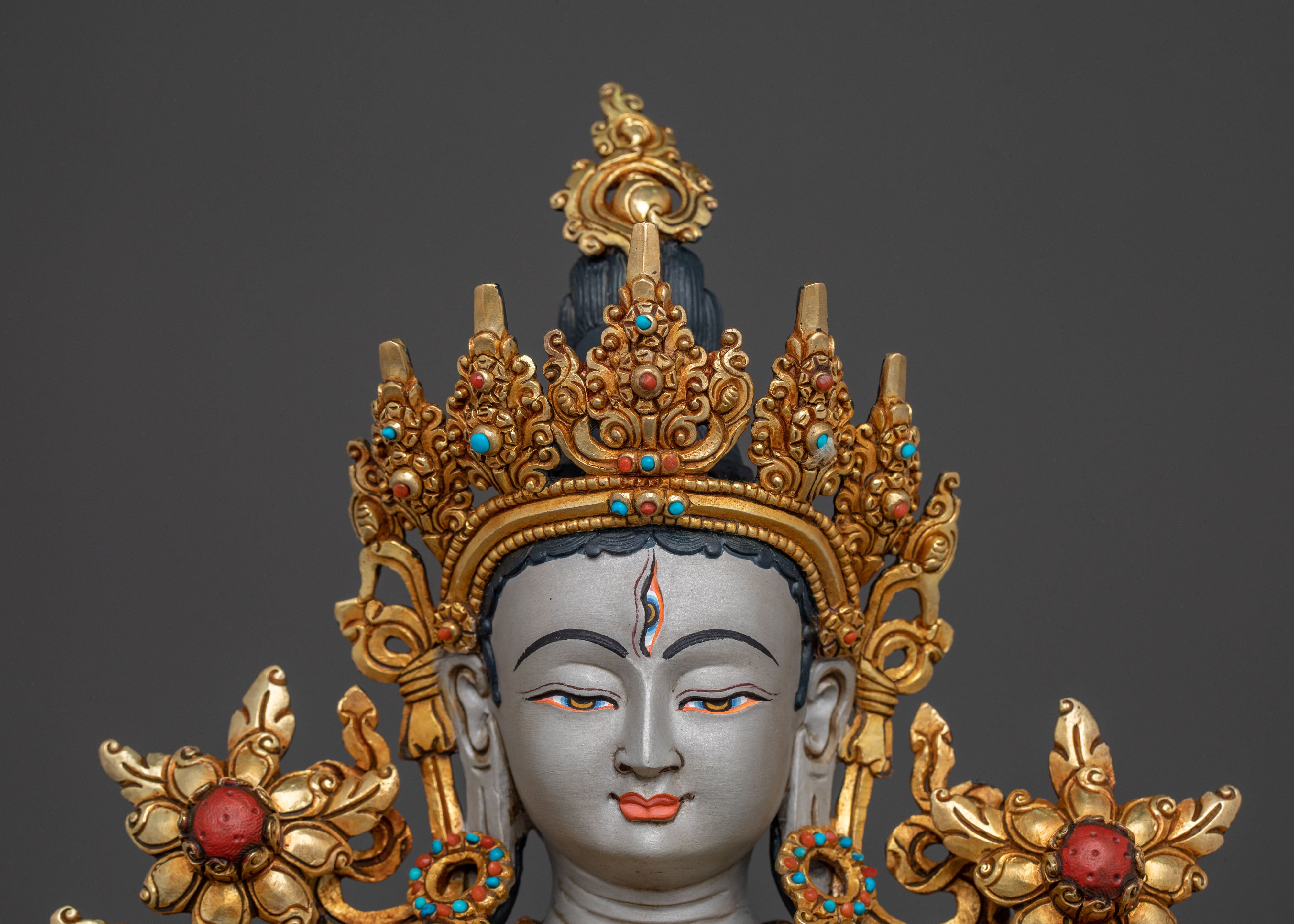 White Tara Statue | 24K Gold Gilded Serenity