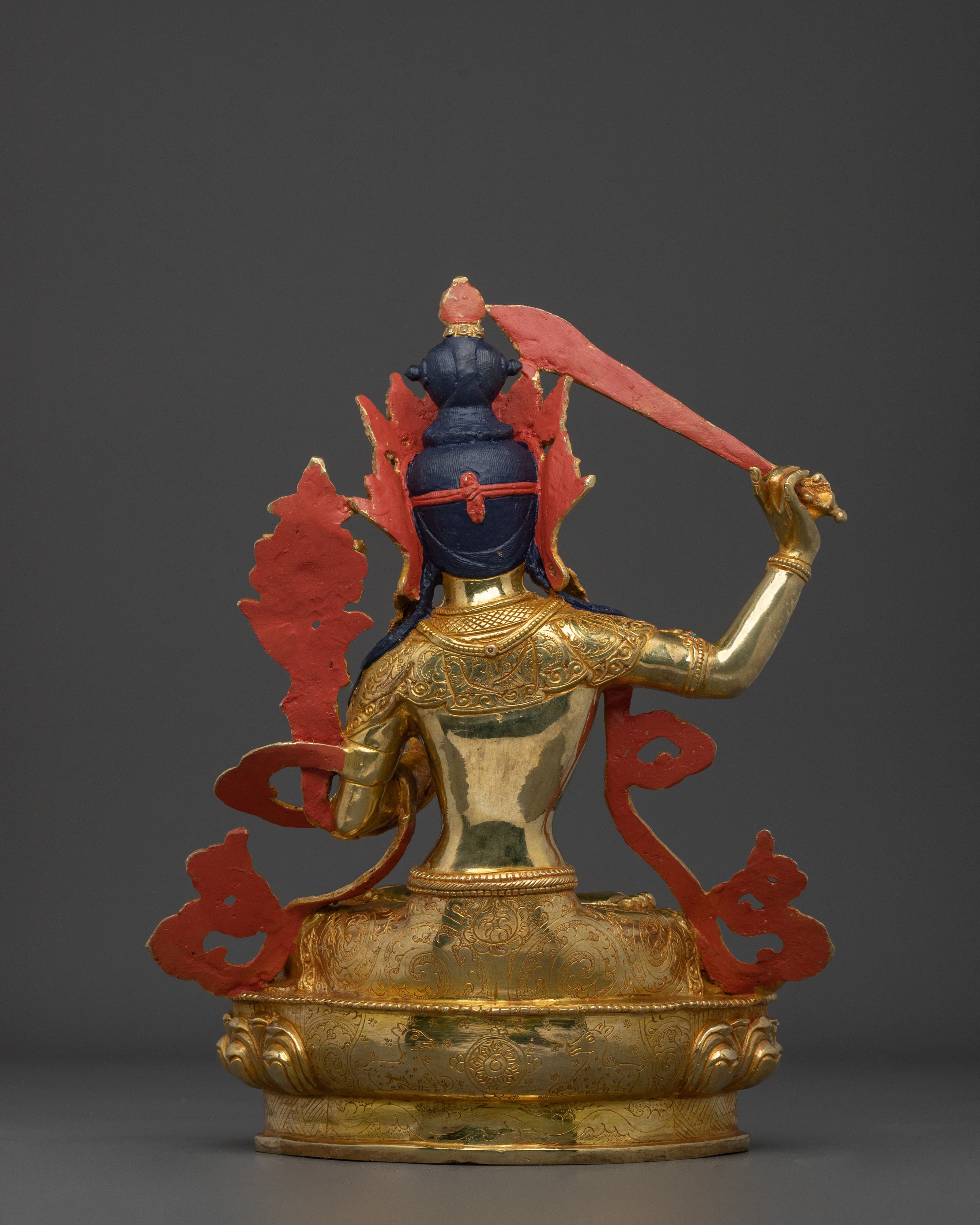 Manjushri Bodhisattva Statue | 24K Gold Gilded Figurine