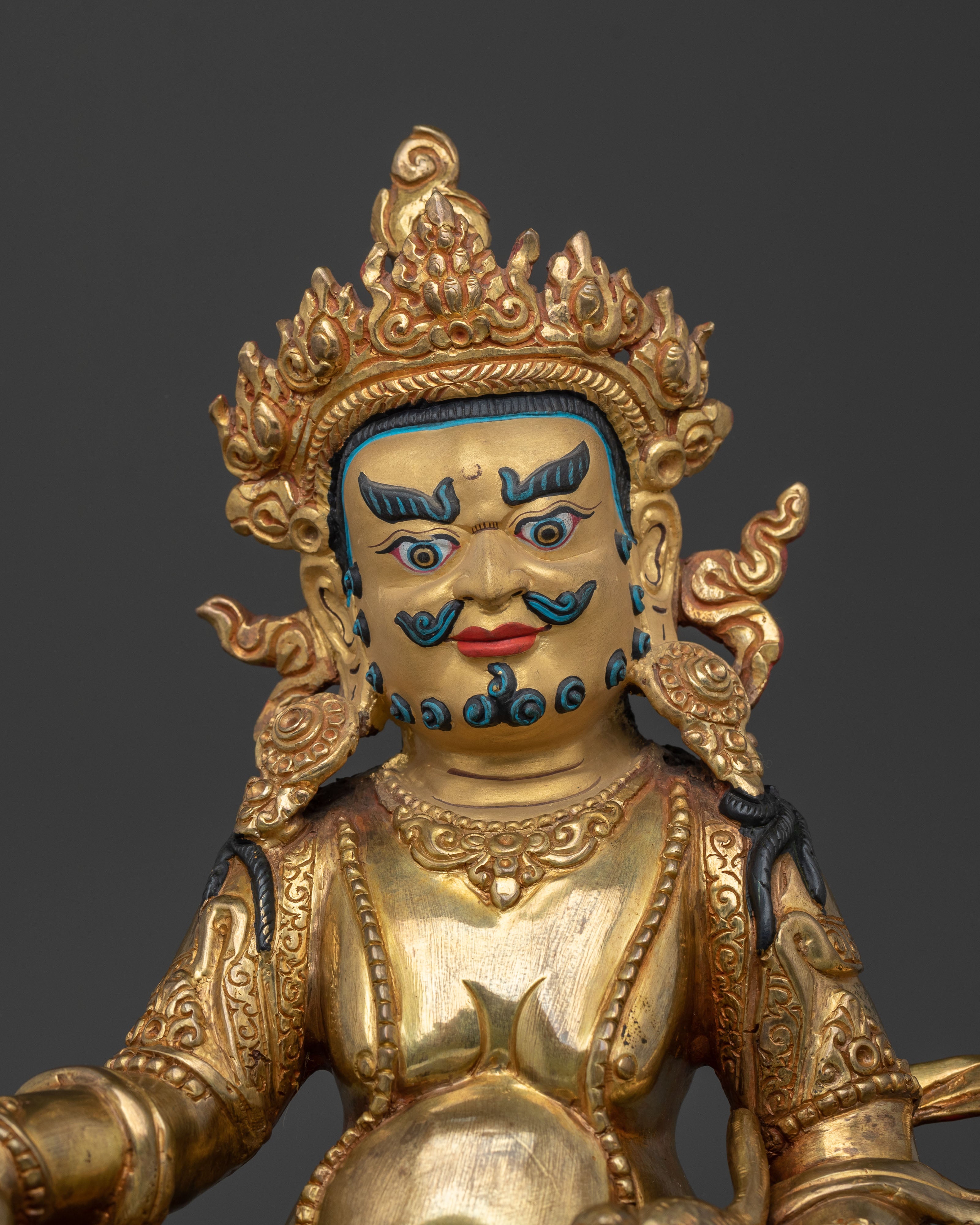 24K Gold Gilded Dzambhala Wealth Blessing Sculpture