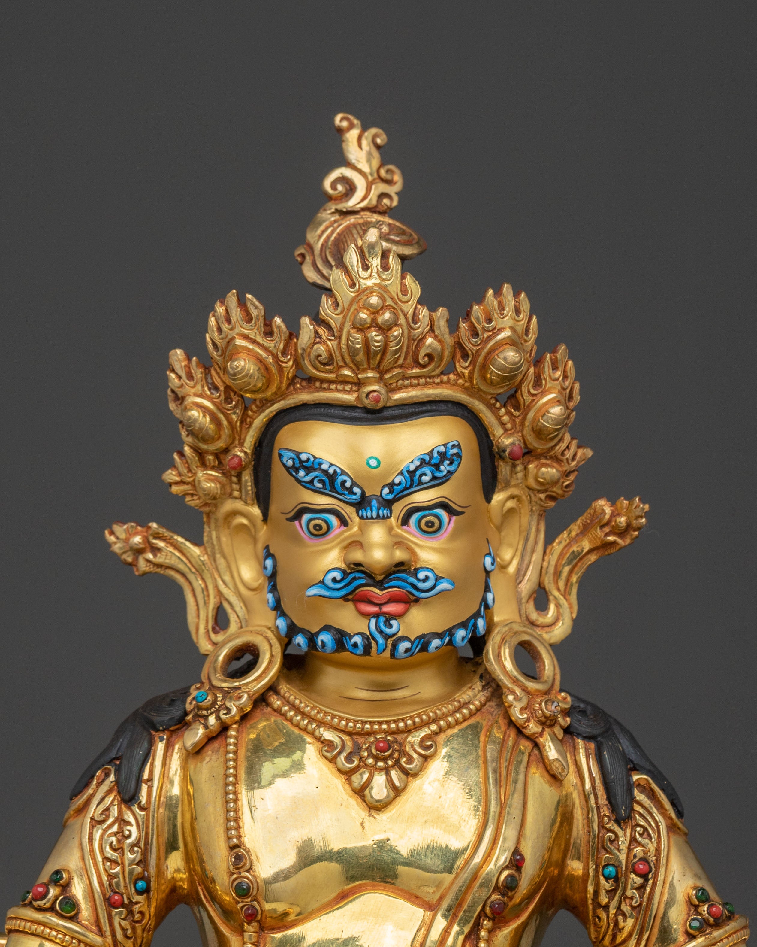 Dzambhala Statue on Throne | Sacred Tibetan Figurine