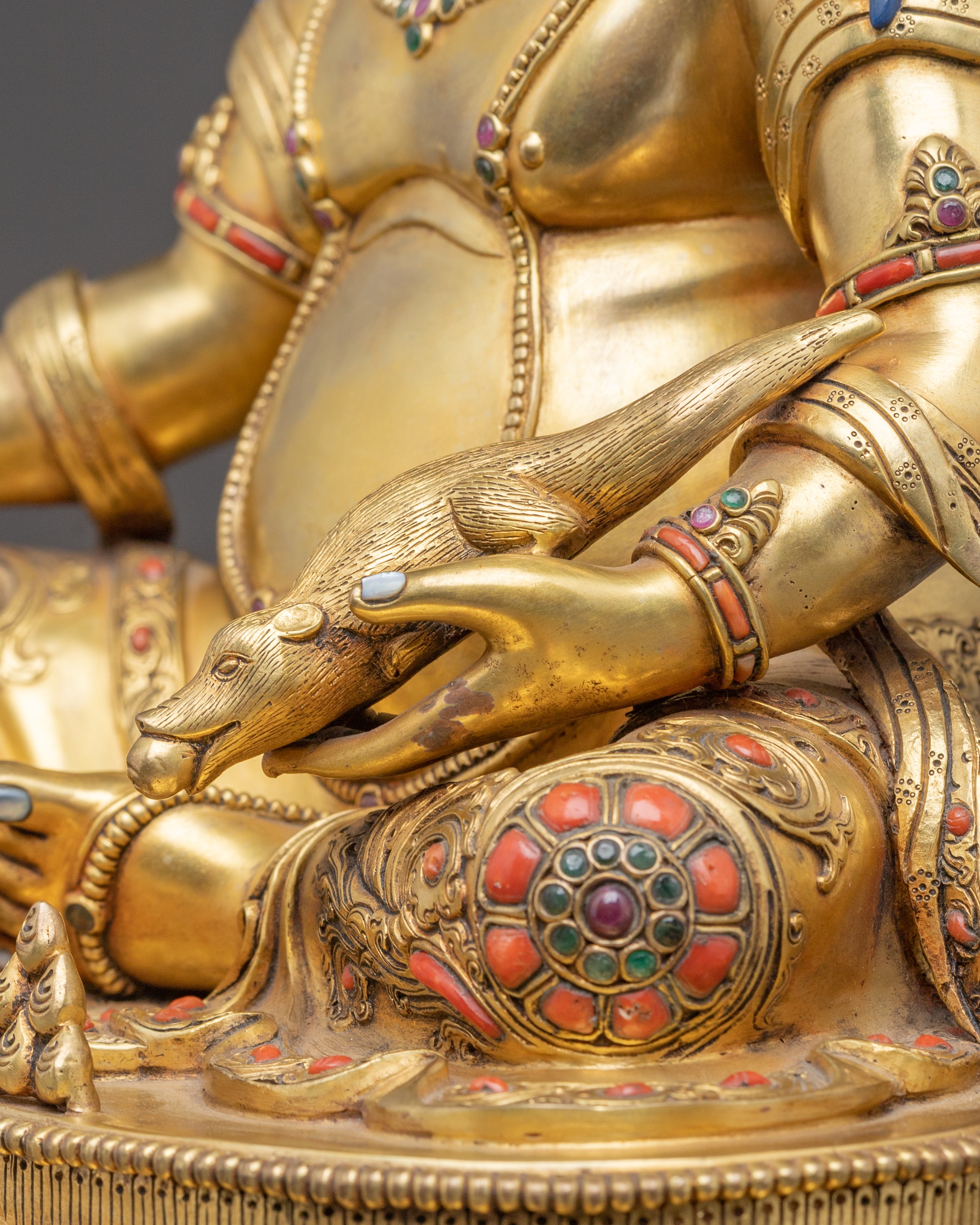 Statue of Dzambhala, Buddhist Wealth Deity | 24K Gold Gilded Wealth God