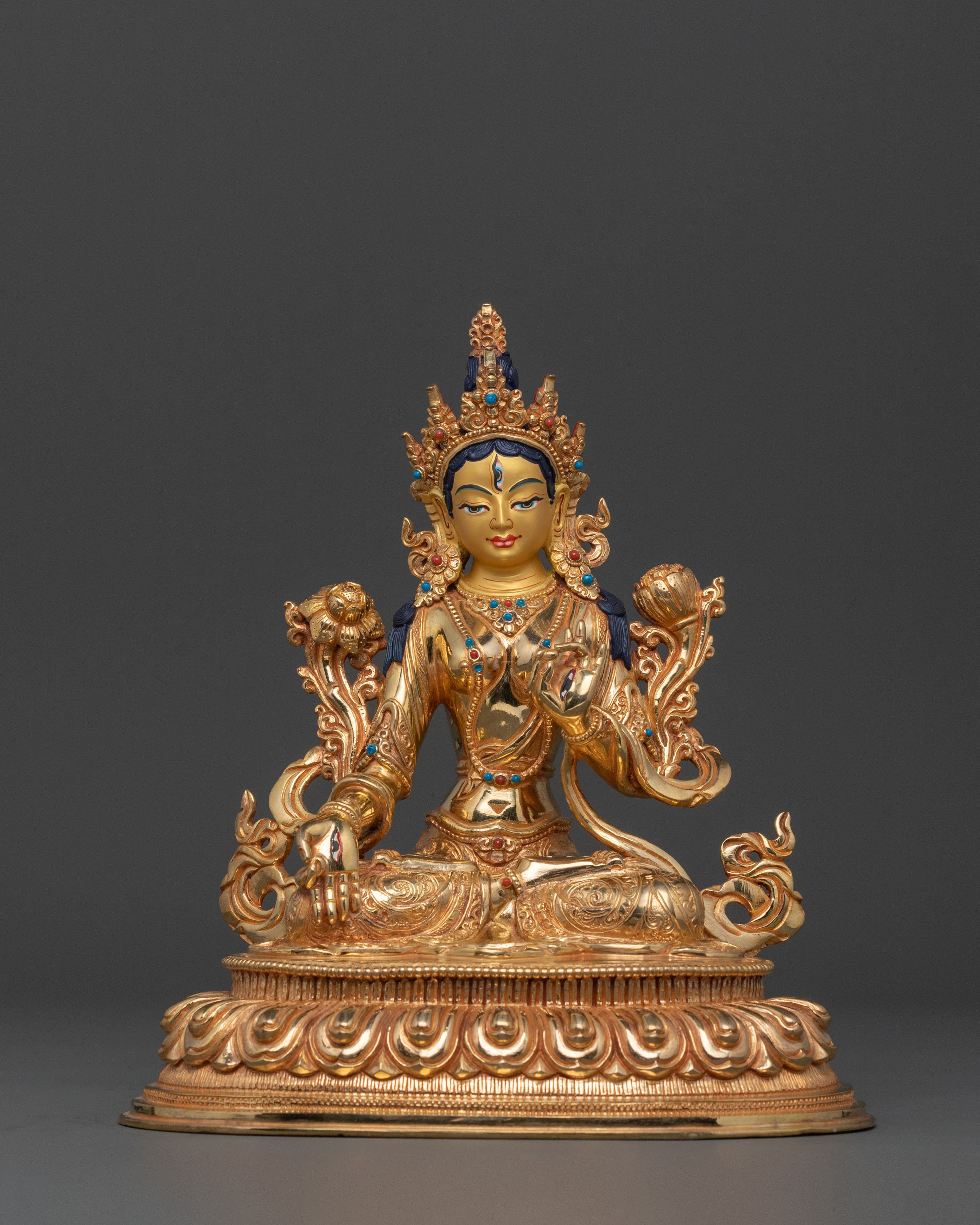 Sita Tara Goddess White Tara 24K Gold Gilded Statue