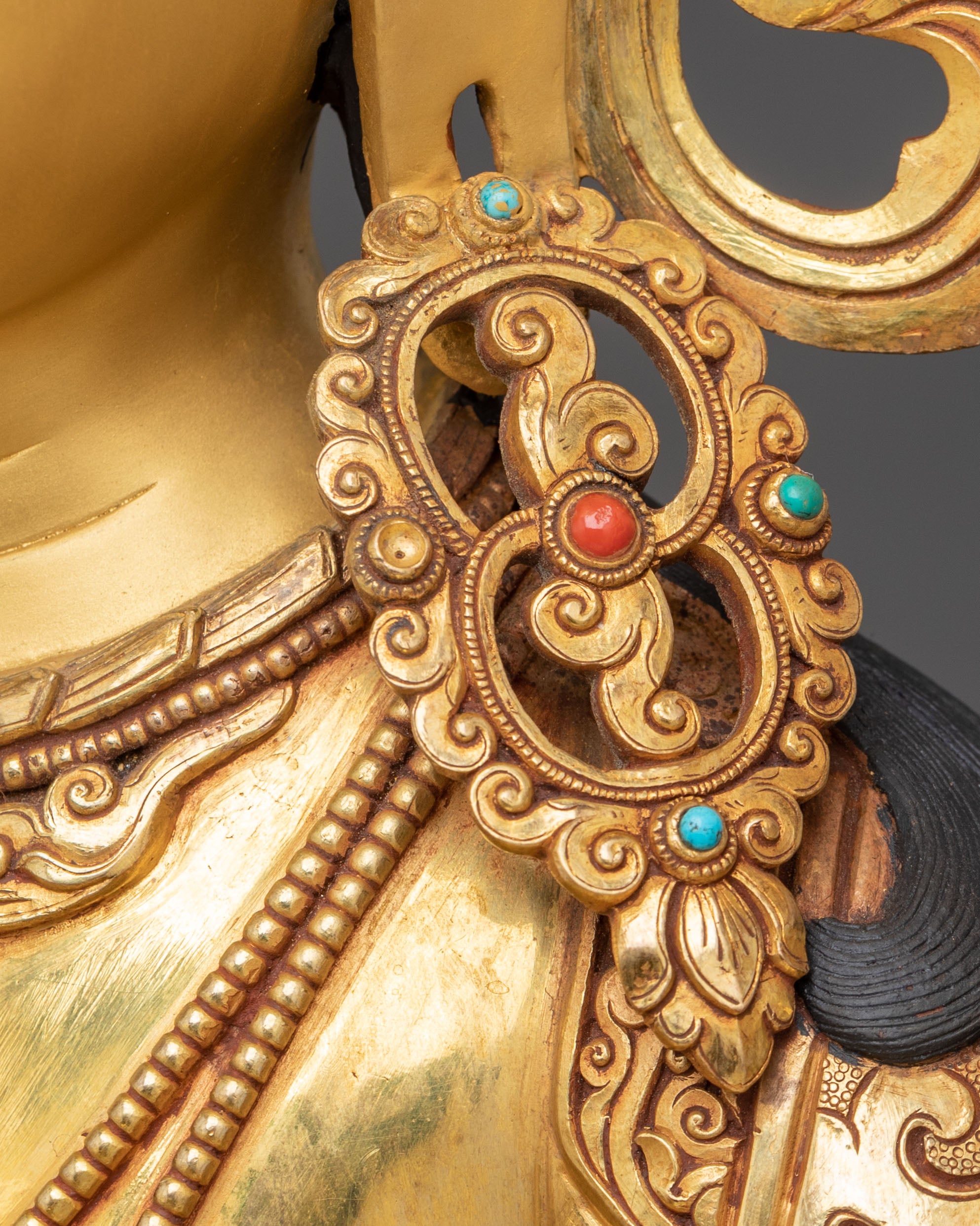 Manjushri 24k Gold Gilded Sculpture | Tibetan Wisdom Bodhisattva