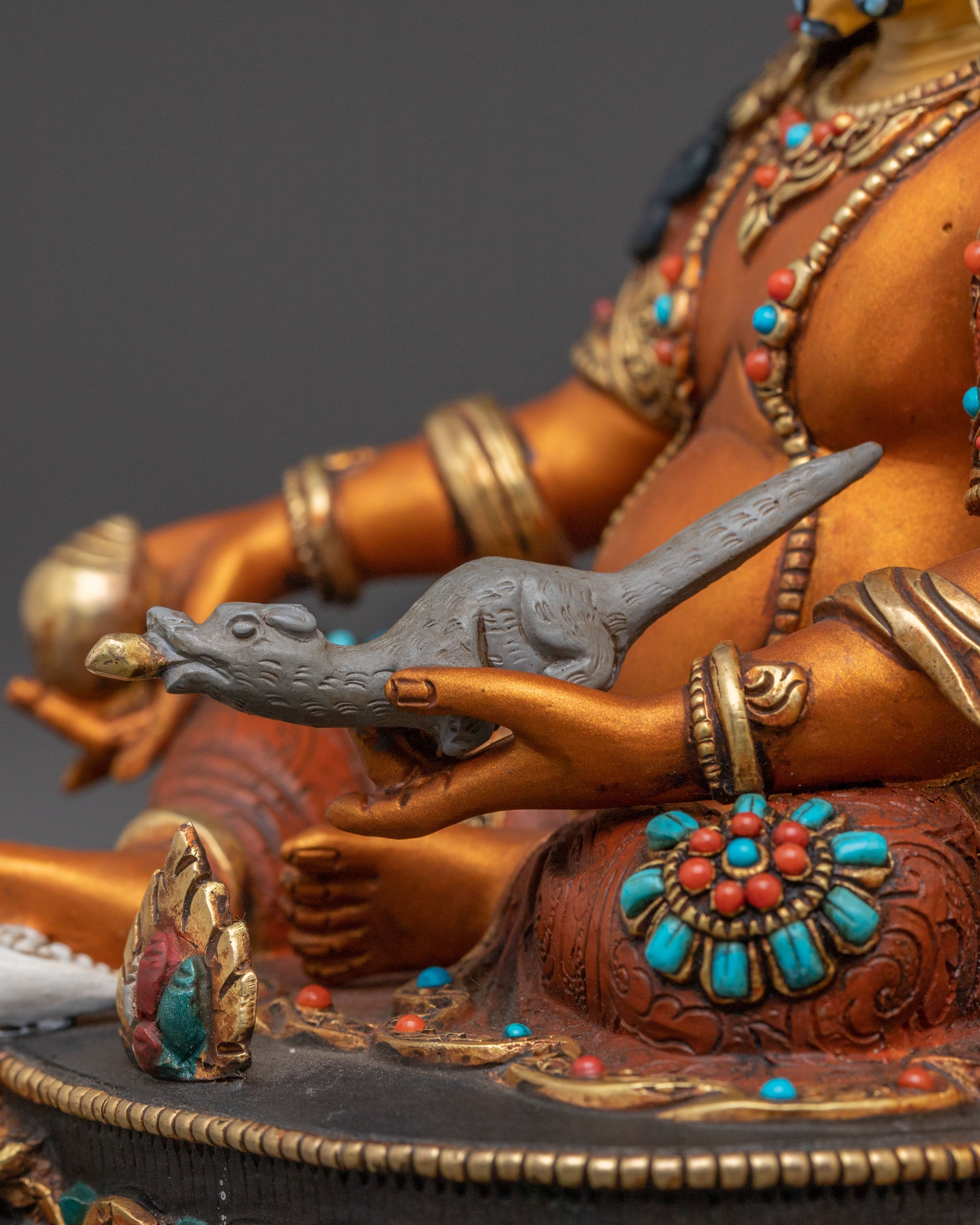 24K Gold Gilded Copper Dzambhala Statue – Exquisite Artisanal Masterpiece