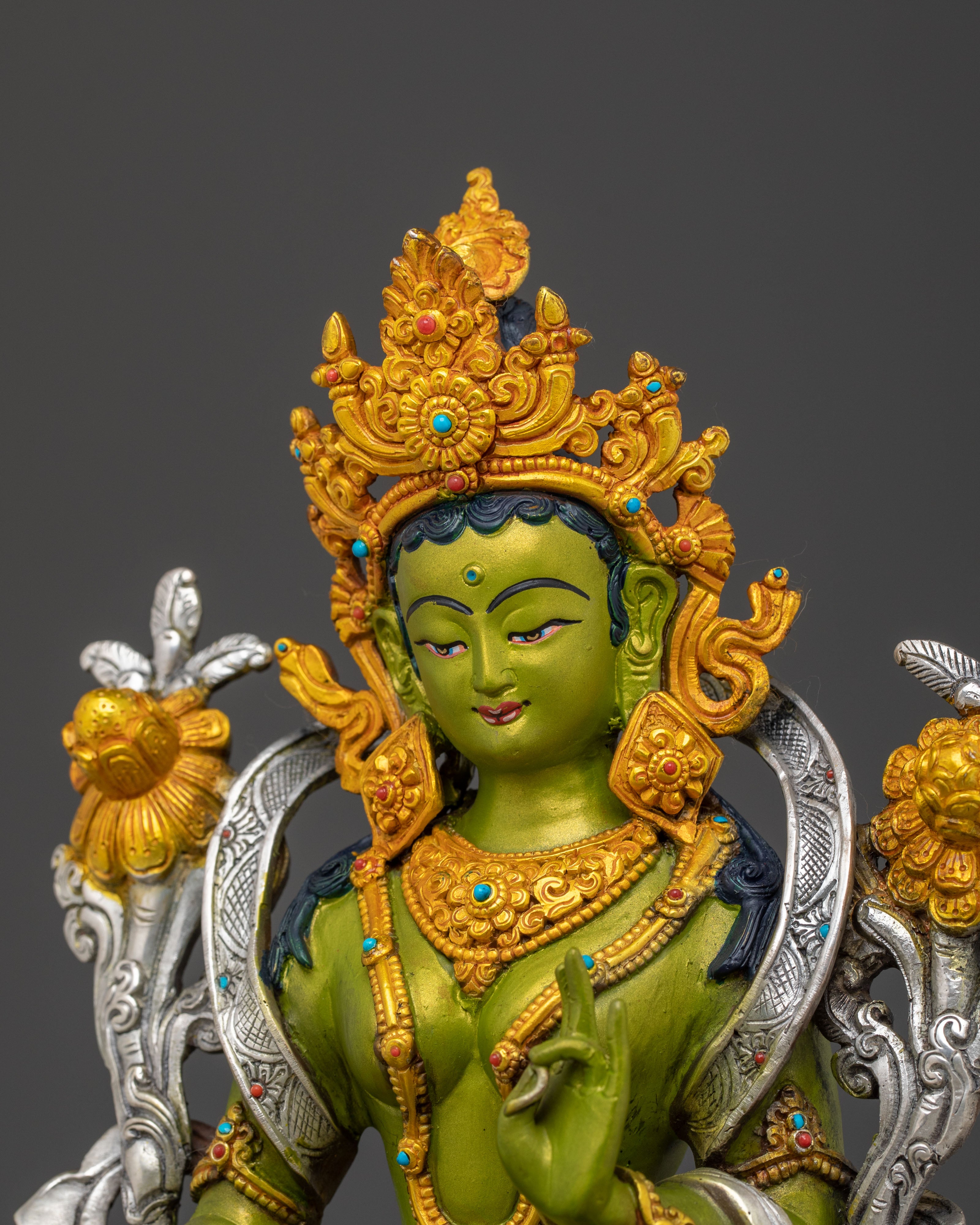 Green Tara Sculpture: Goddess of Compassion, Healing & Protection
