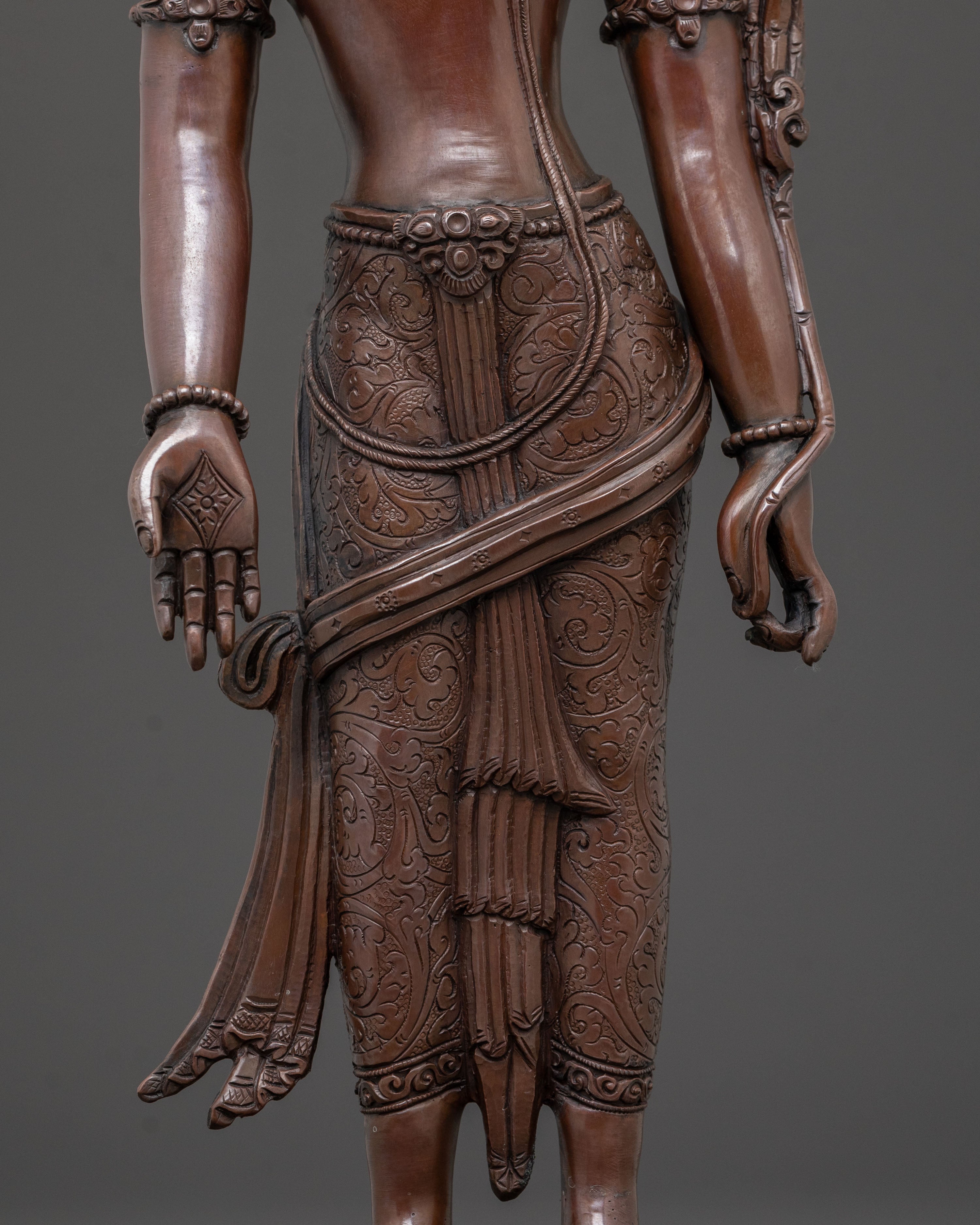 Oxidized Copper Lokeshwara Padmapani Statue of Compassion