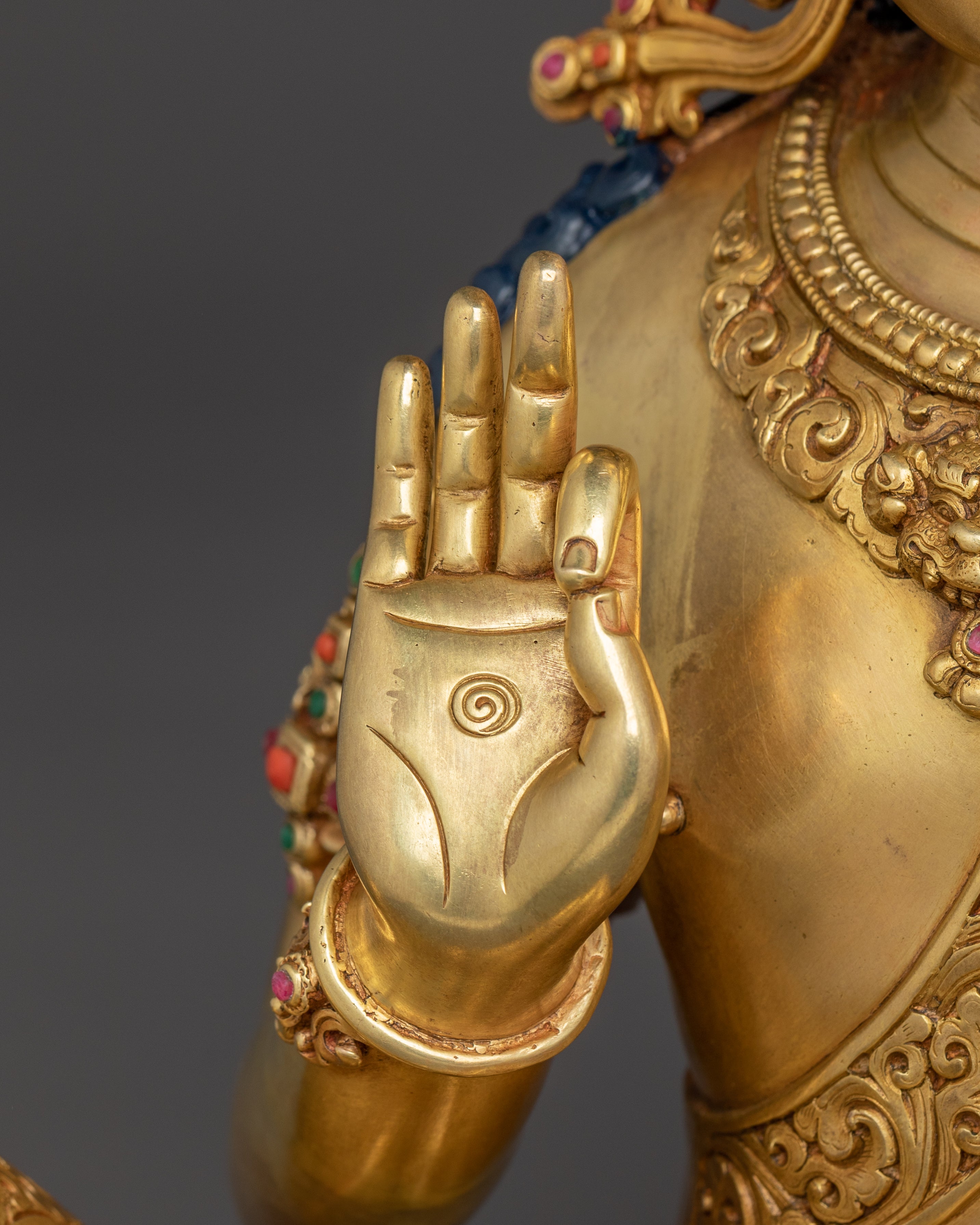 Handmade Bodhisattva Lokeshwor Statue | 24K Gold Gilded Sculpture