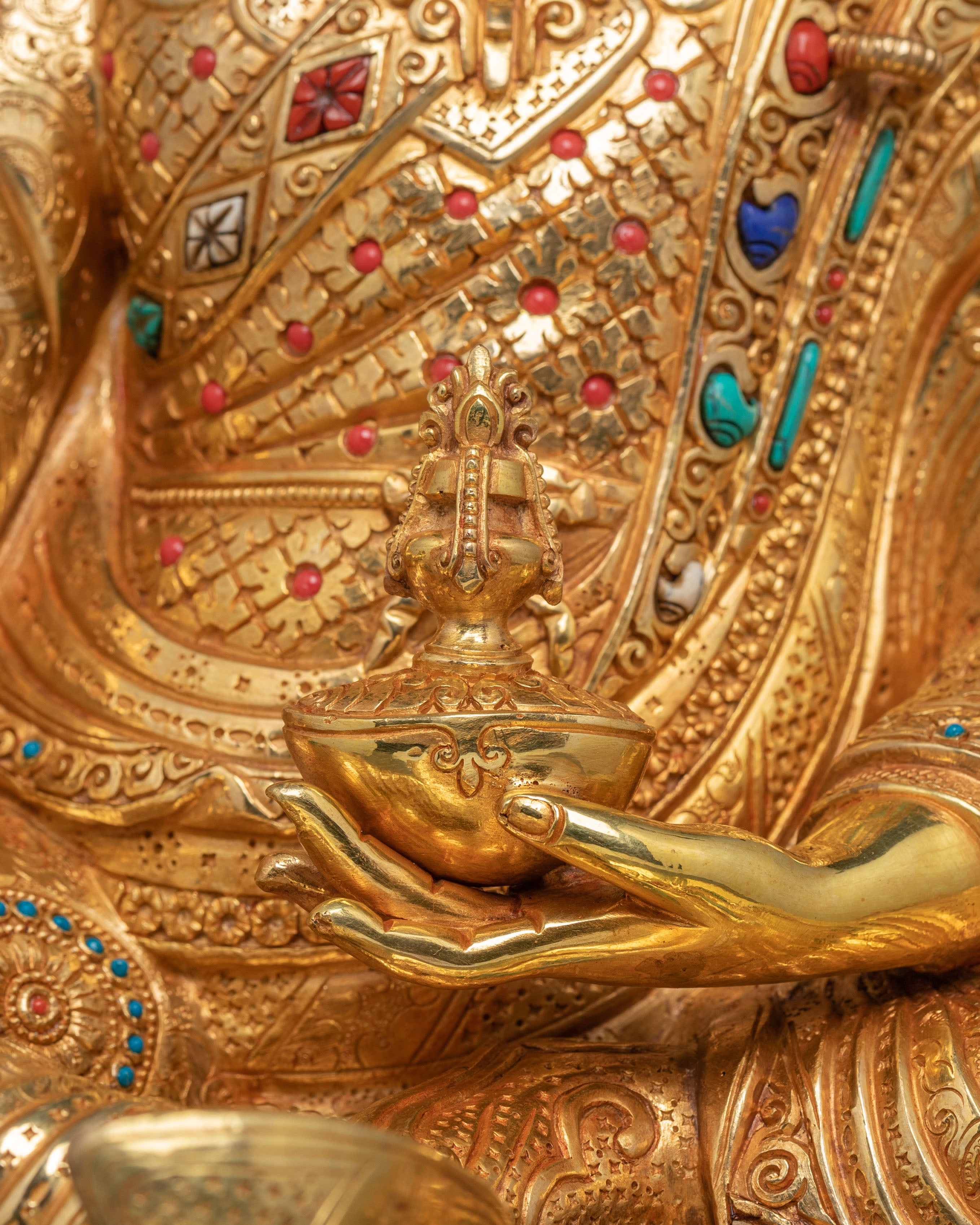 24K Gold Gilded Holy Guru Rinpoche Statue – Radiant Masterpiece