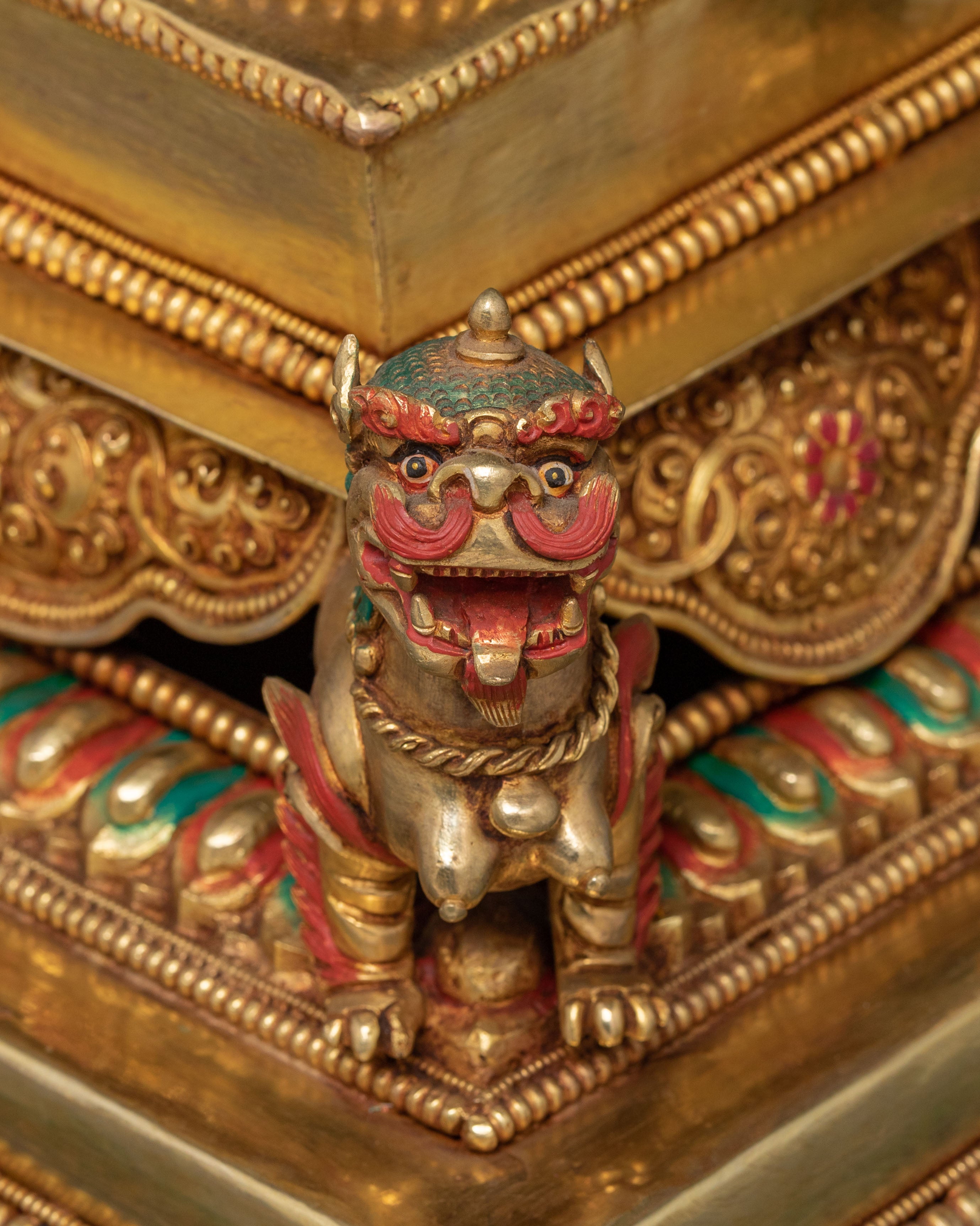 Shakya Mahakala Sacred Statue: 24K Gold Gilded Statue