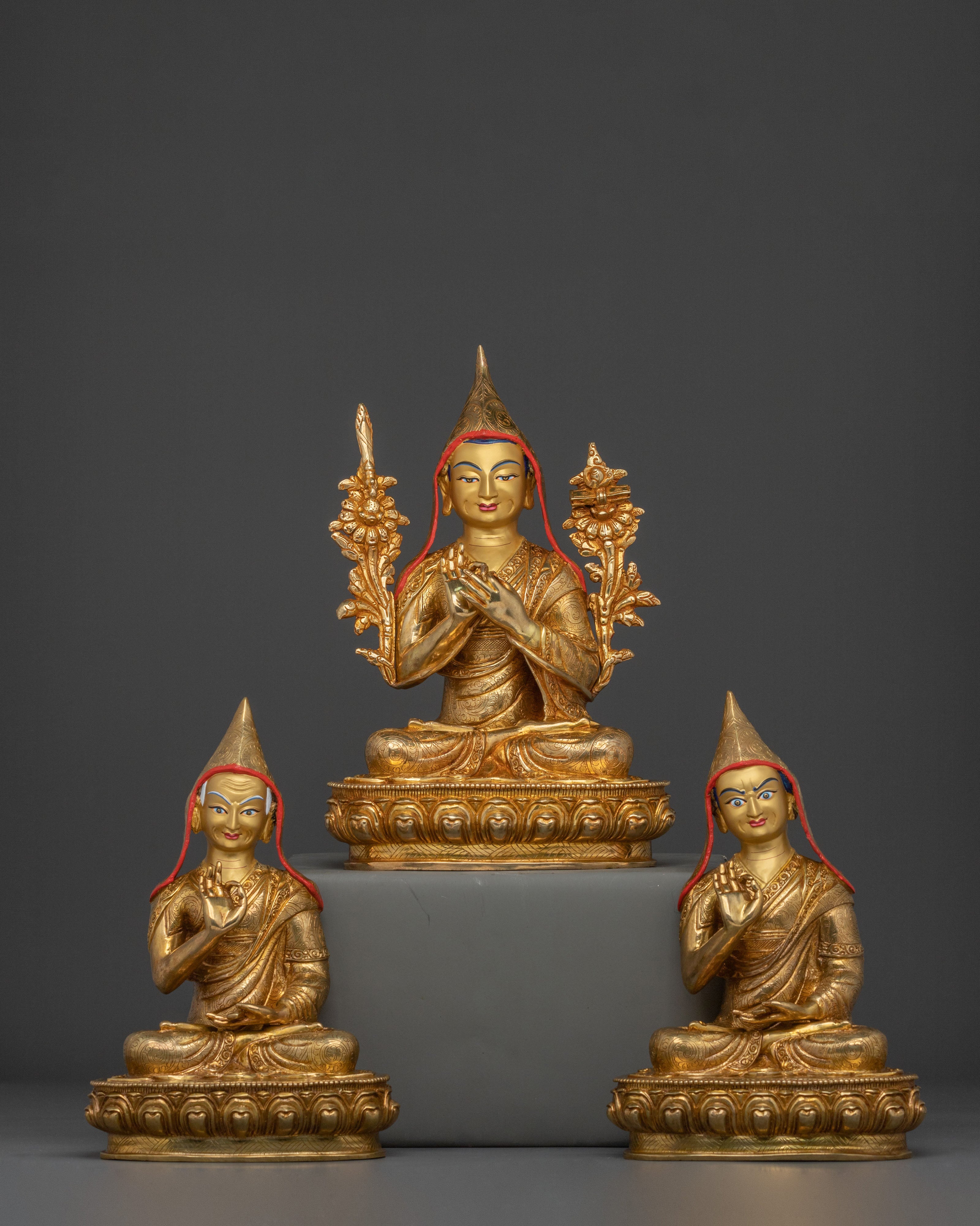 Tsongkhapa with Disciples Buddhist Statue | Founder of Gelug Tradition