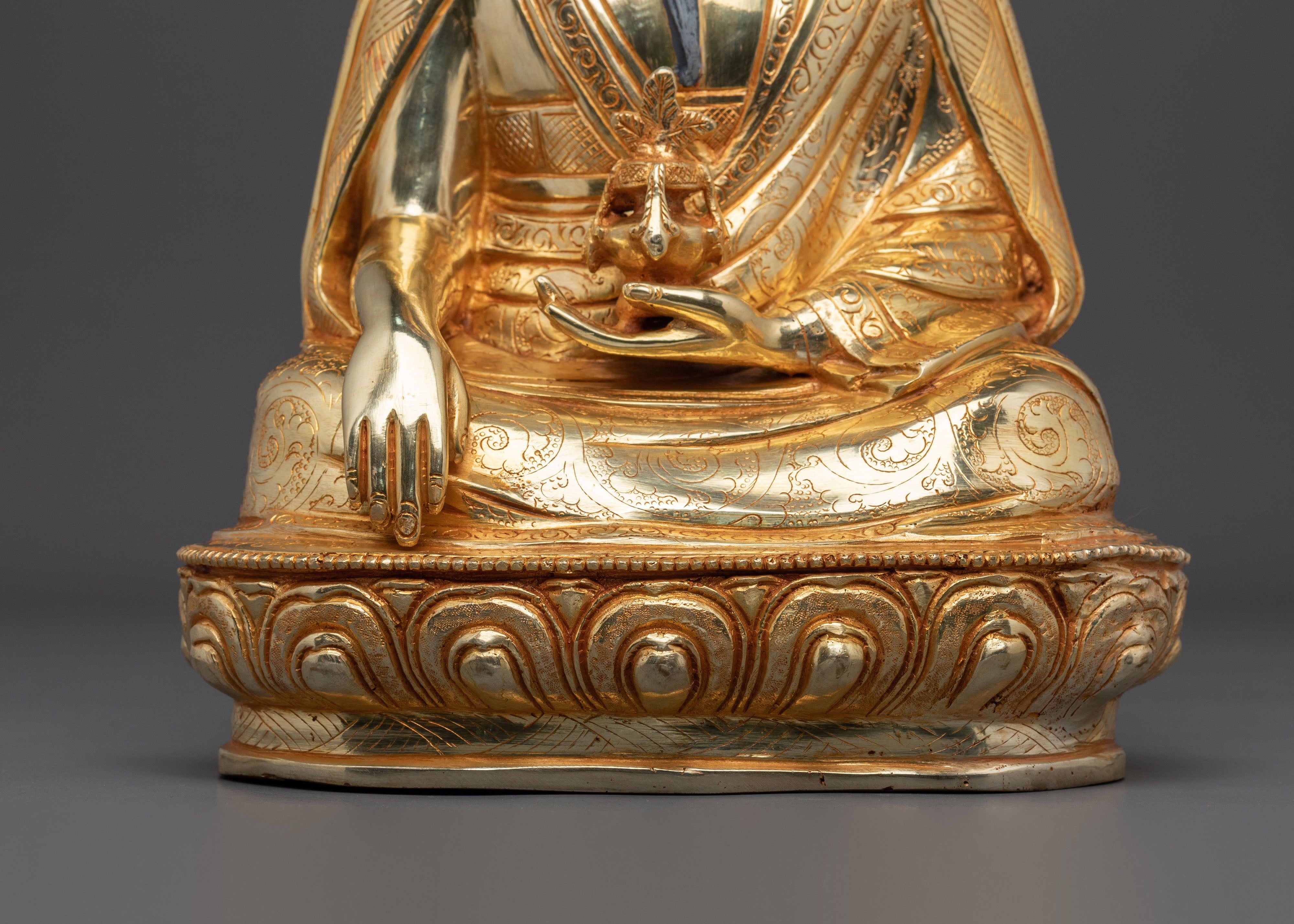 Guru Shapdum Statue | 24K Gold Gilded Buddhist Master