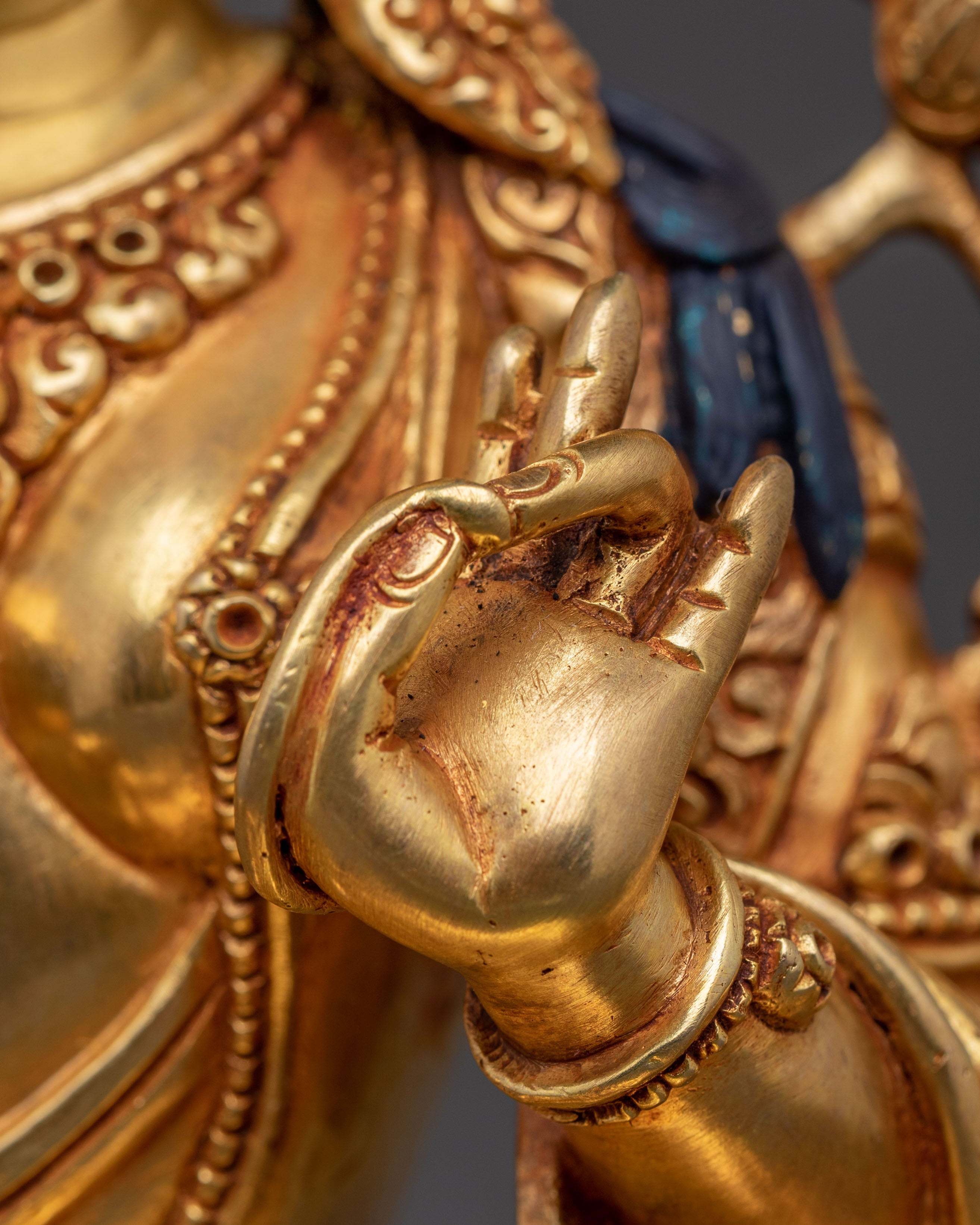 Handcrafted Green Tara Golden Statue of Protection