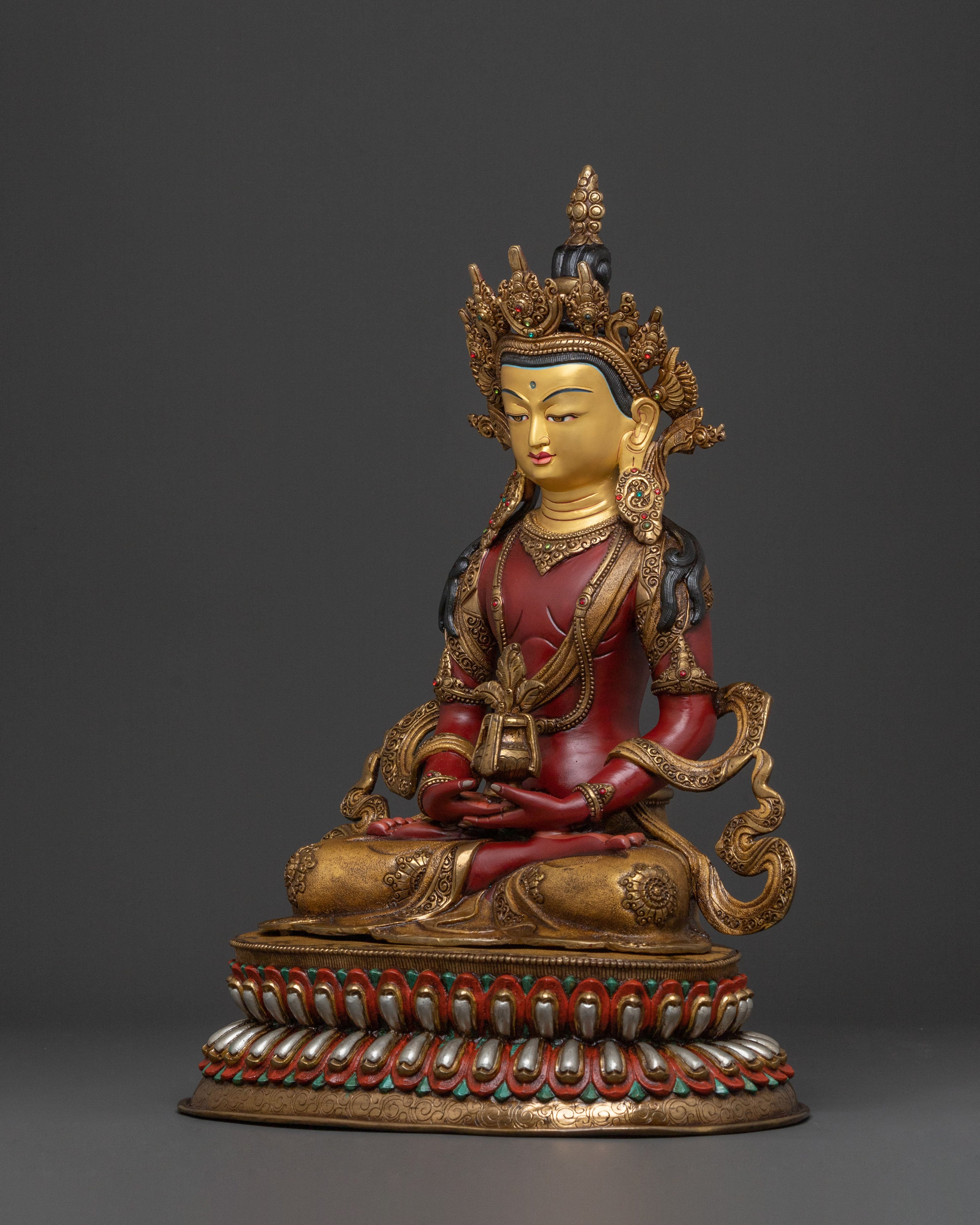 Amitayus Spiritual Statue | 24K Gold Gilded Buddhist Sculpture