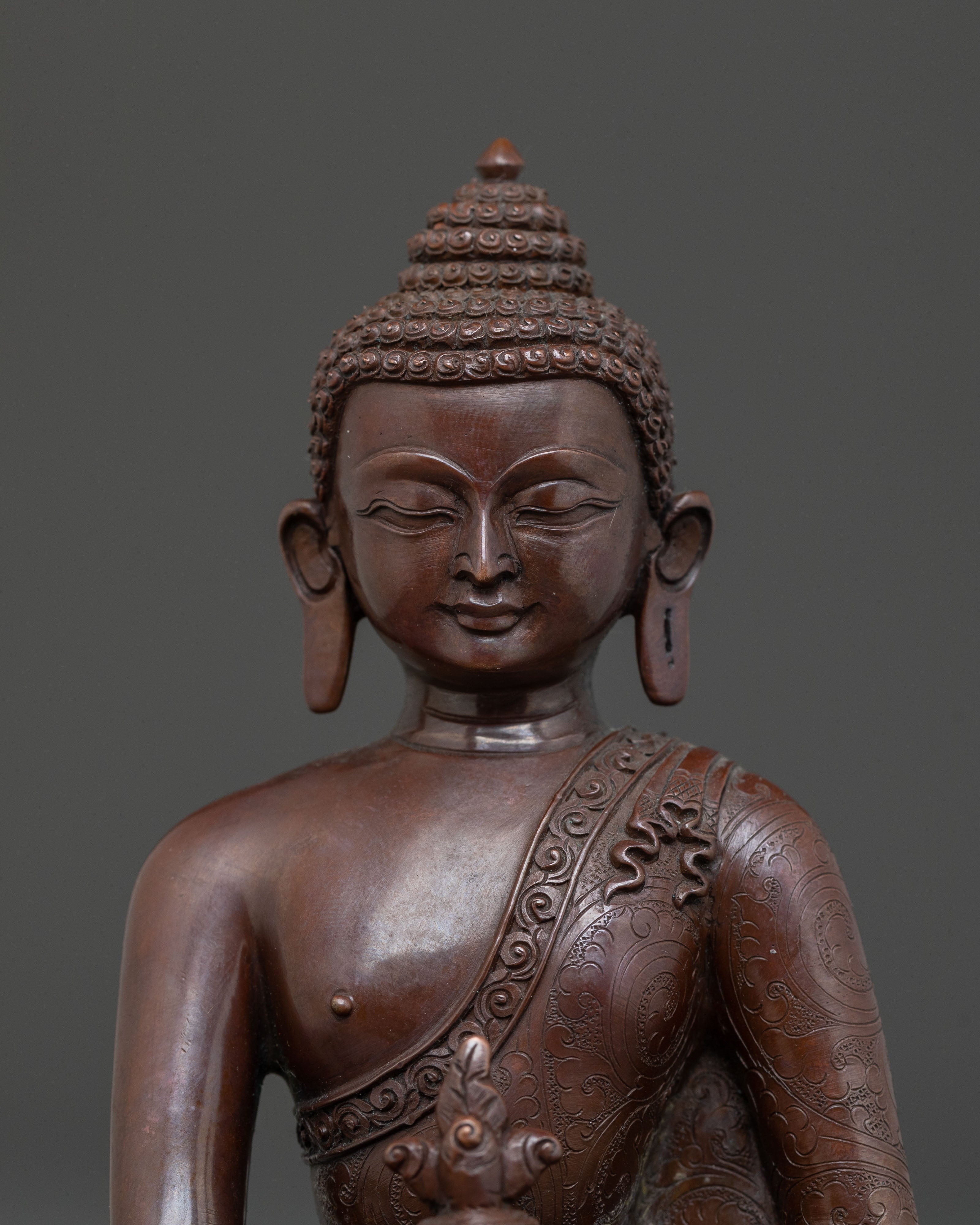Handmade Medicine Buddha: Oxidized Copper Figurine