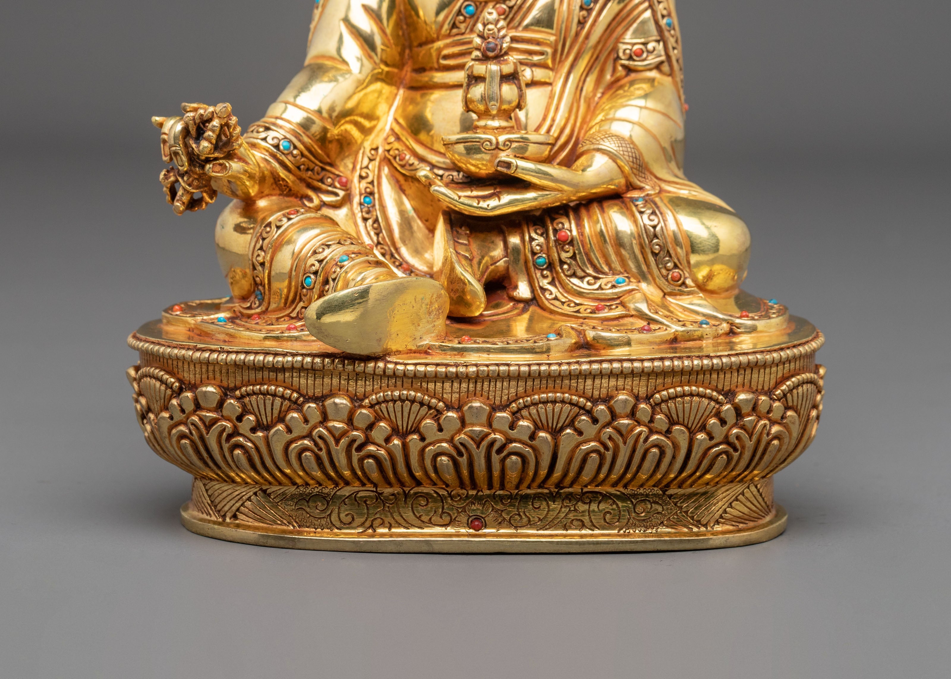 Padmasambhava Sculpture | 24K Gold Gilded Figurine