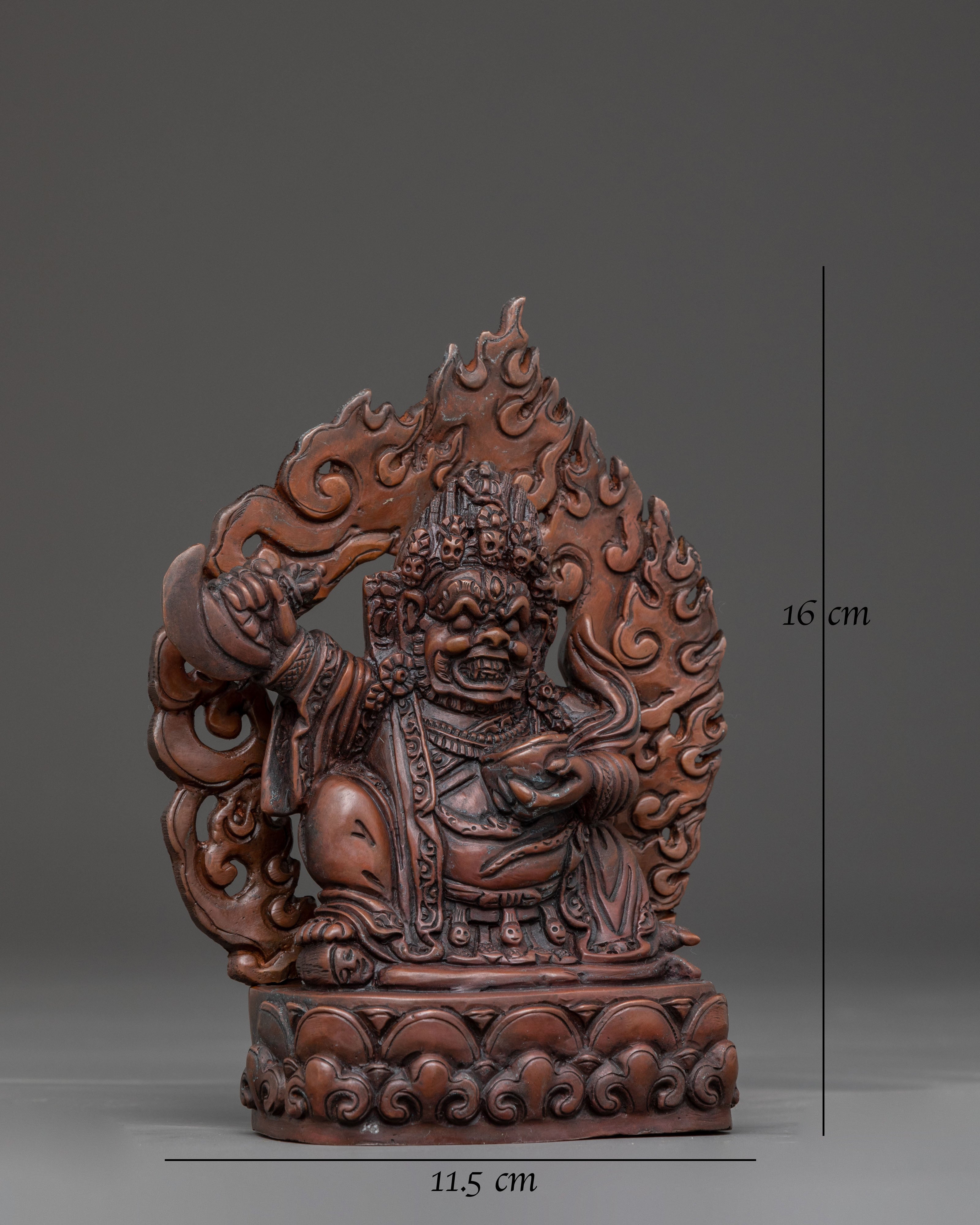Mahakala Bernakchen Fierce Protector Statue | Oxidized Copper Masterpiece