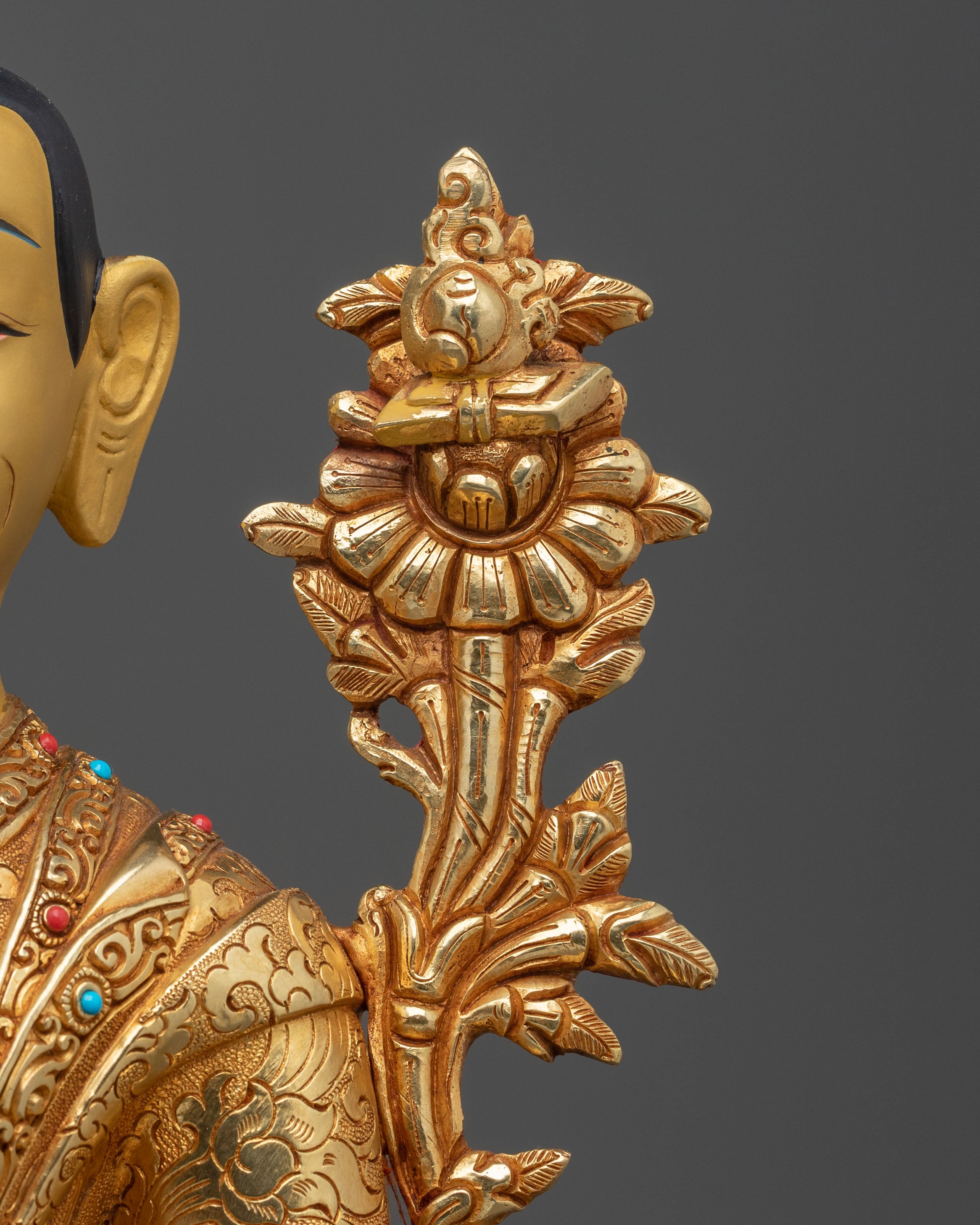Tsongkhapa Spiritual Sculpture: Hand-Gilded Copper