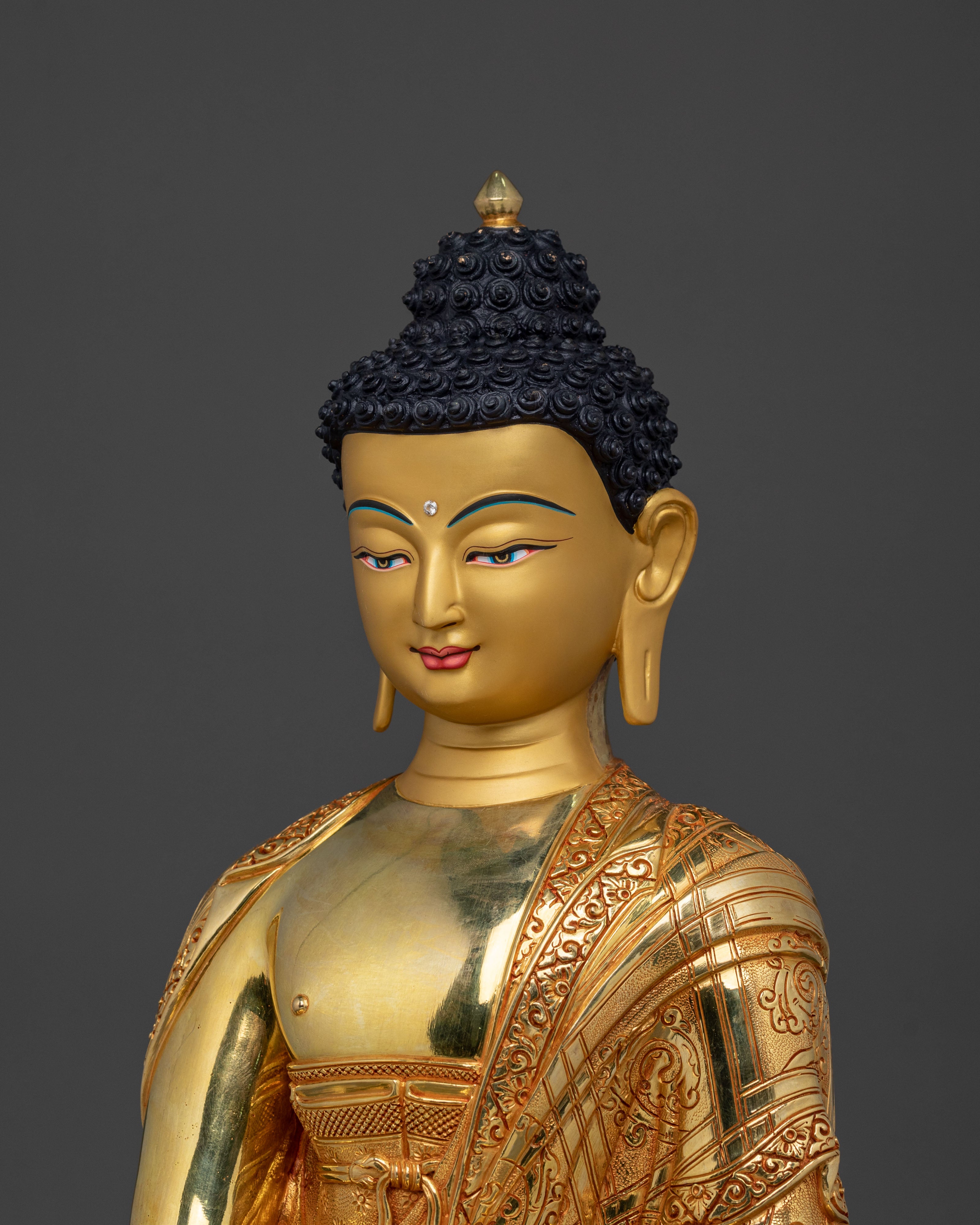 Hand Carved Shakyamuni Buddha Himalayan Statue