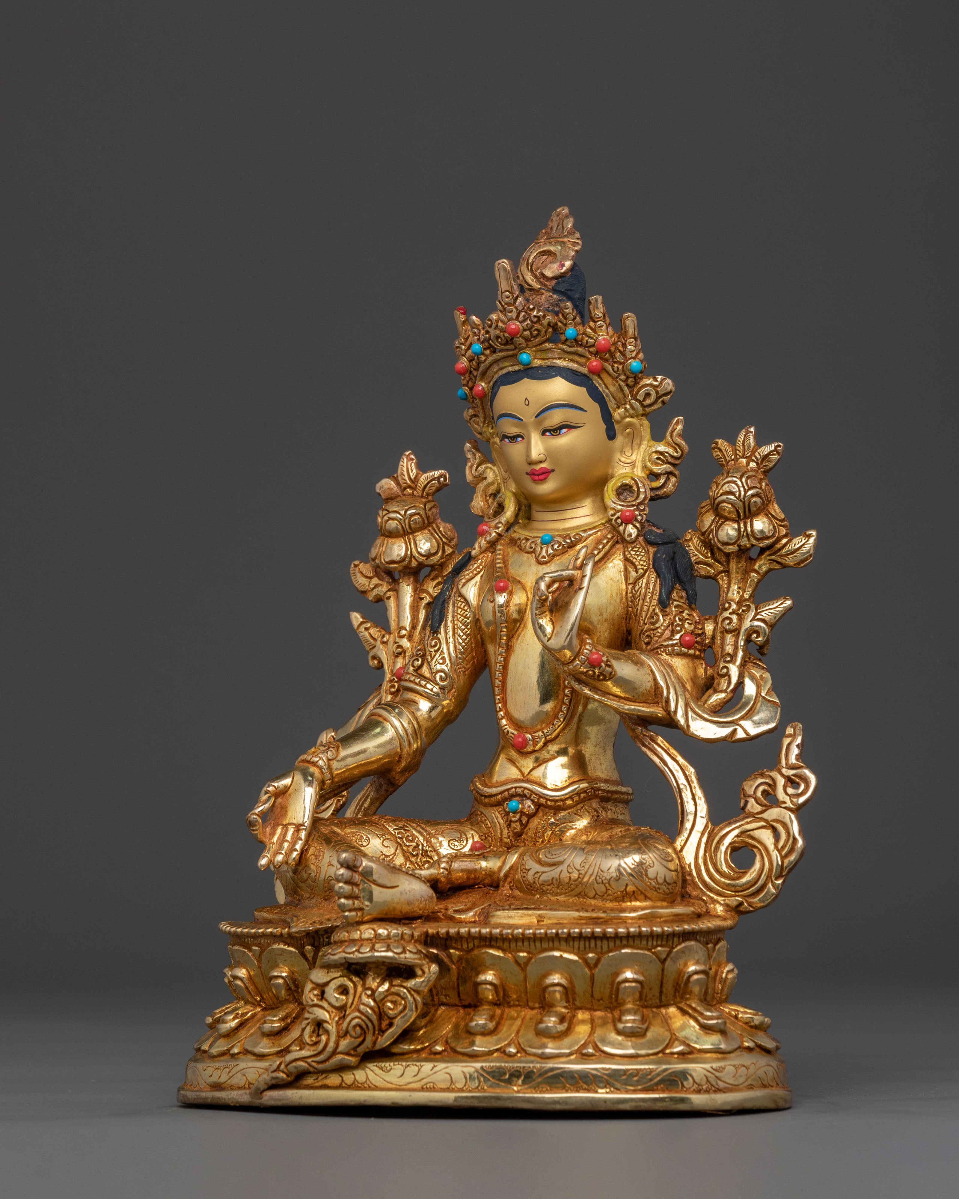 Green Tara Sacred Statue: Handcrafted in Nepal