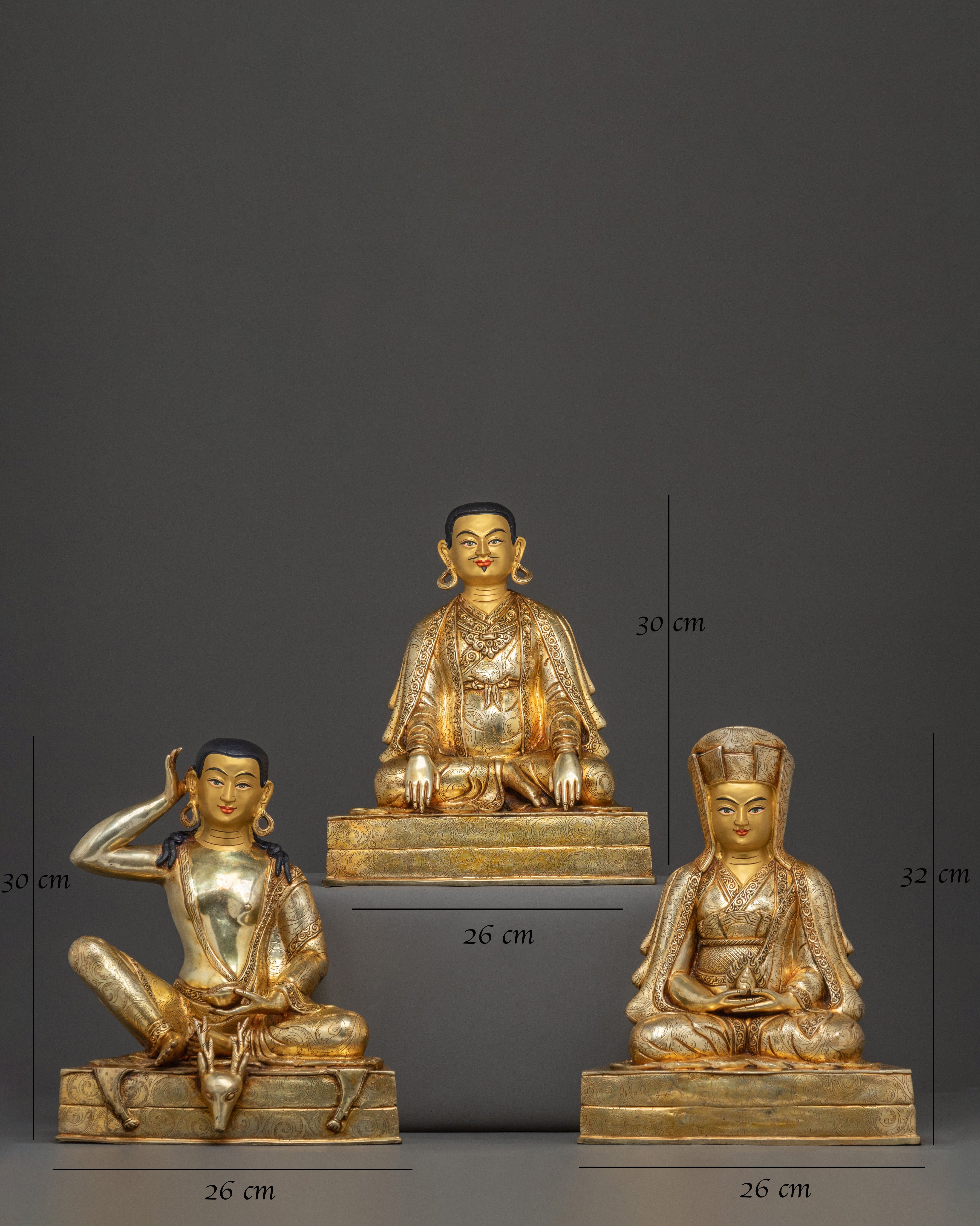 Handcrafted Kagyu Masters Statue Set | Sacred Figures