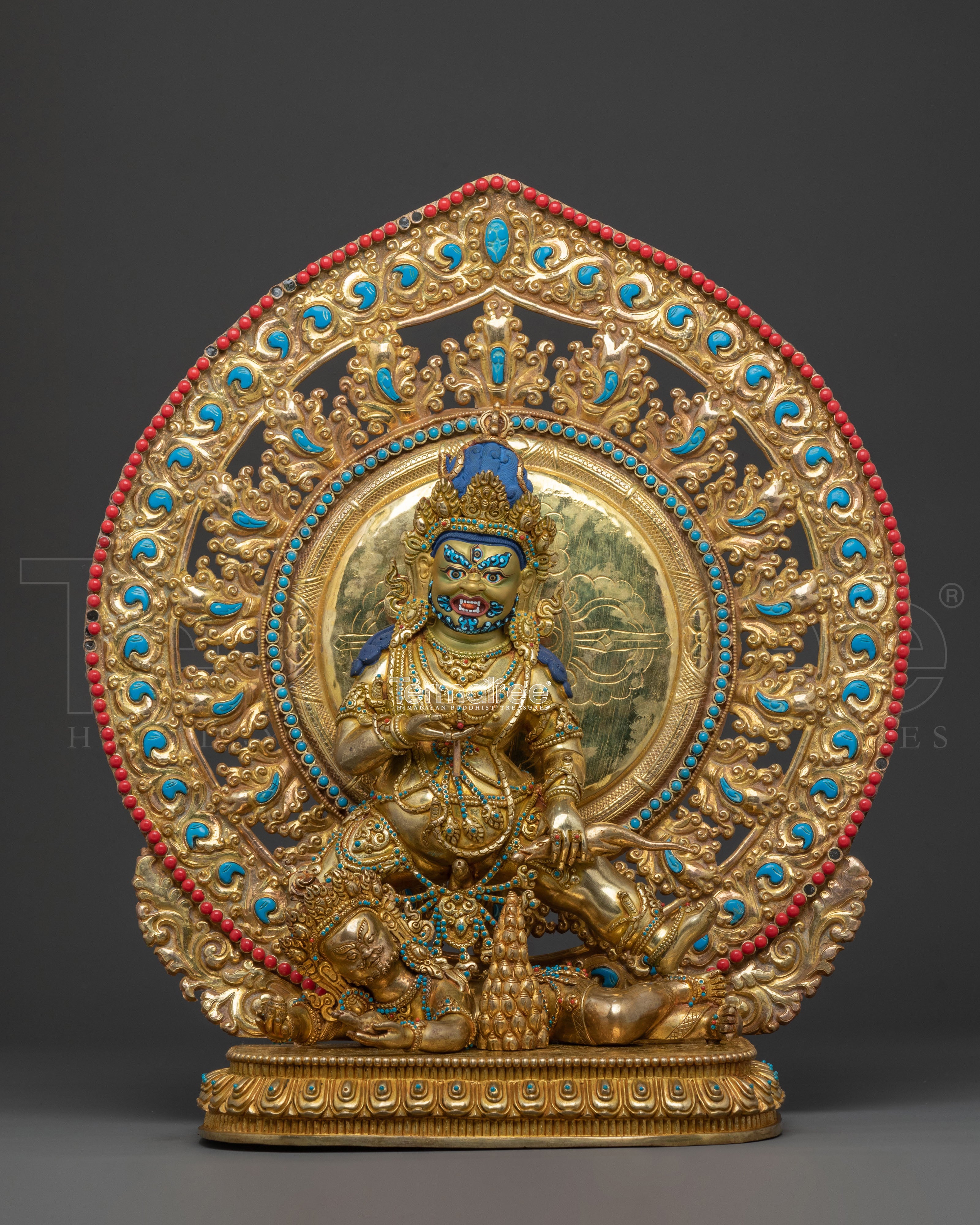 A Radiant Black Dzambhala Spiritual Wealth Statue