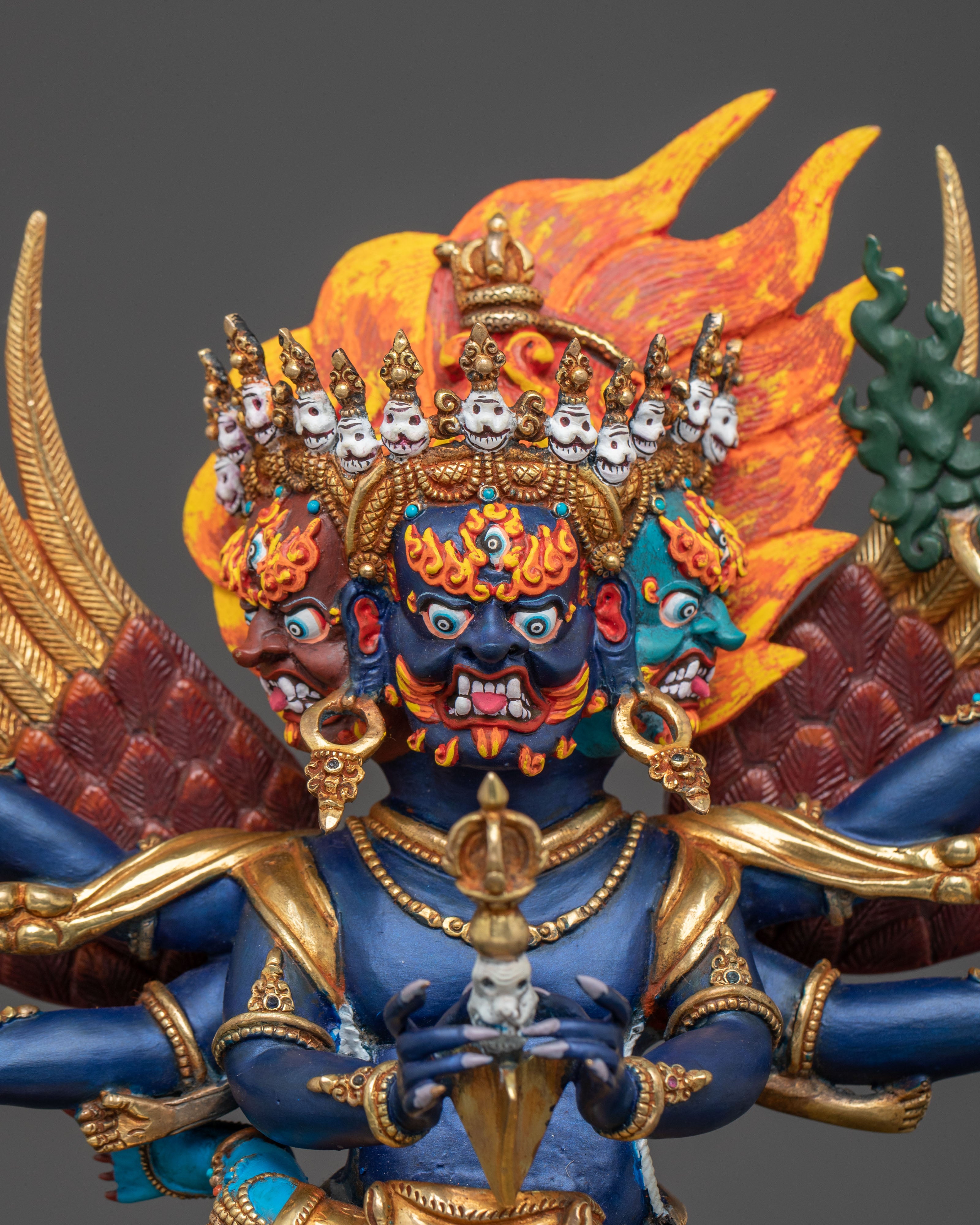 Vajrakilaya Wrathful Deity Sculpture | Buddhist Altar Decor