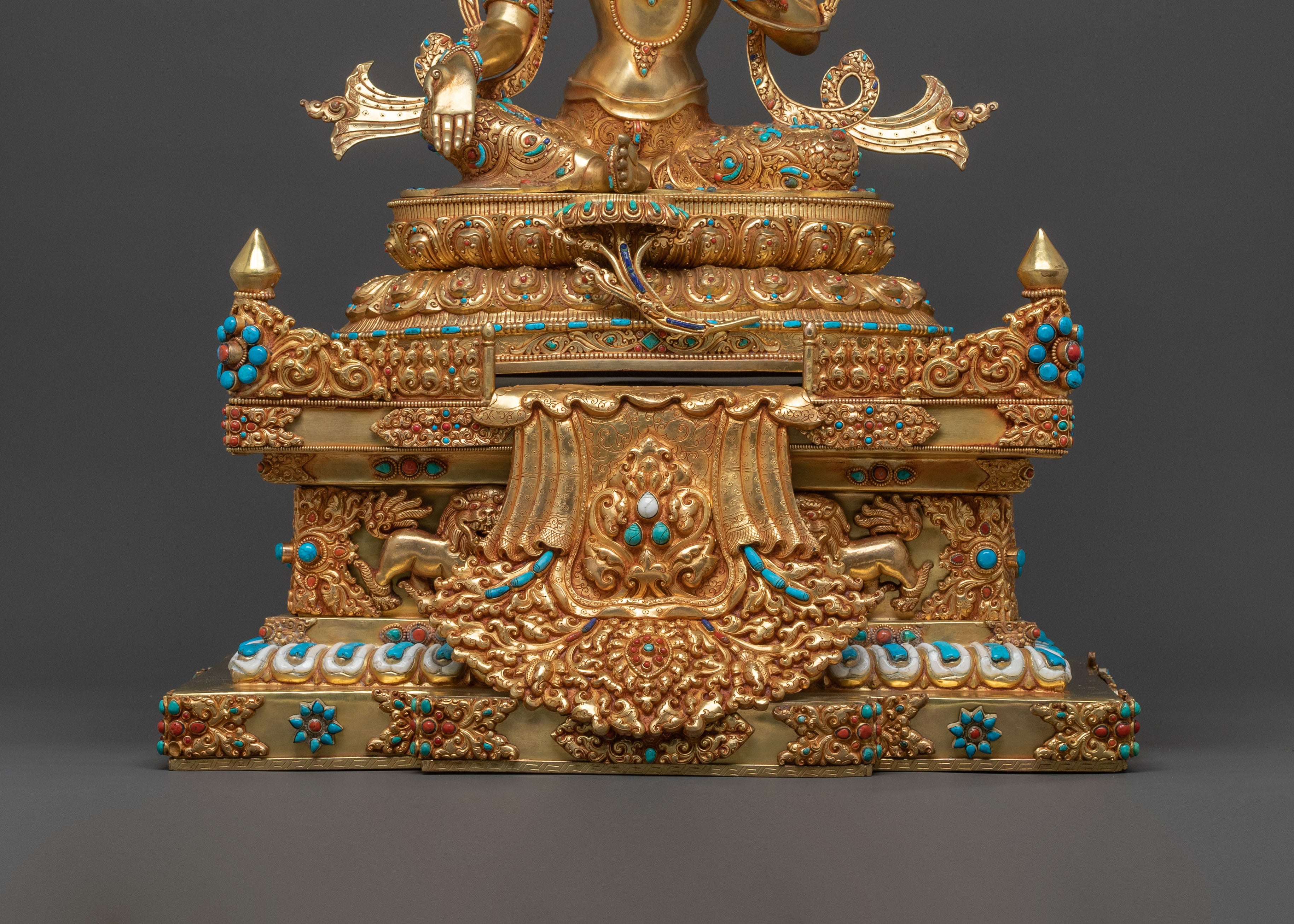 Sacred Green Tara Statue On Throne | Mother of All Buddhas