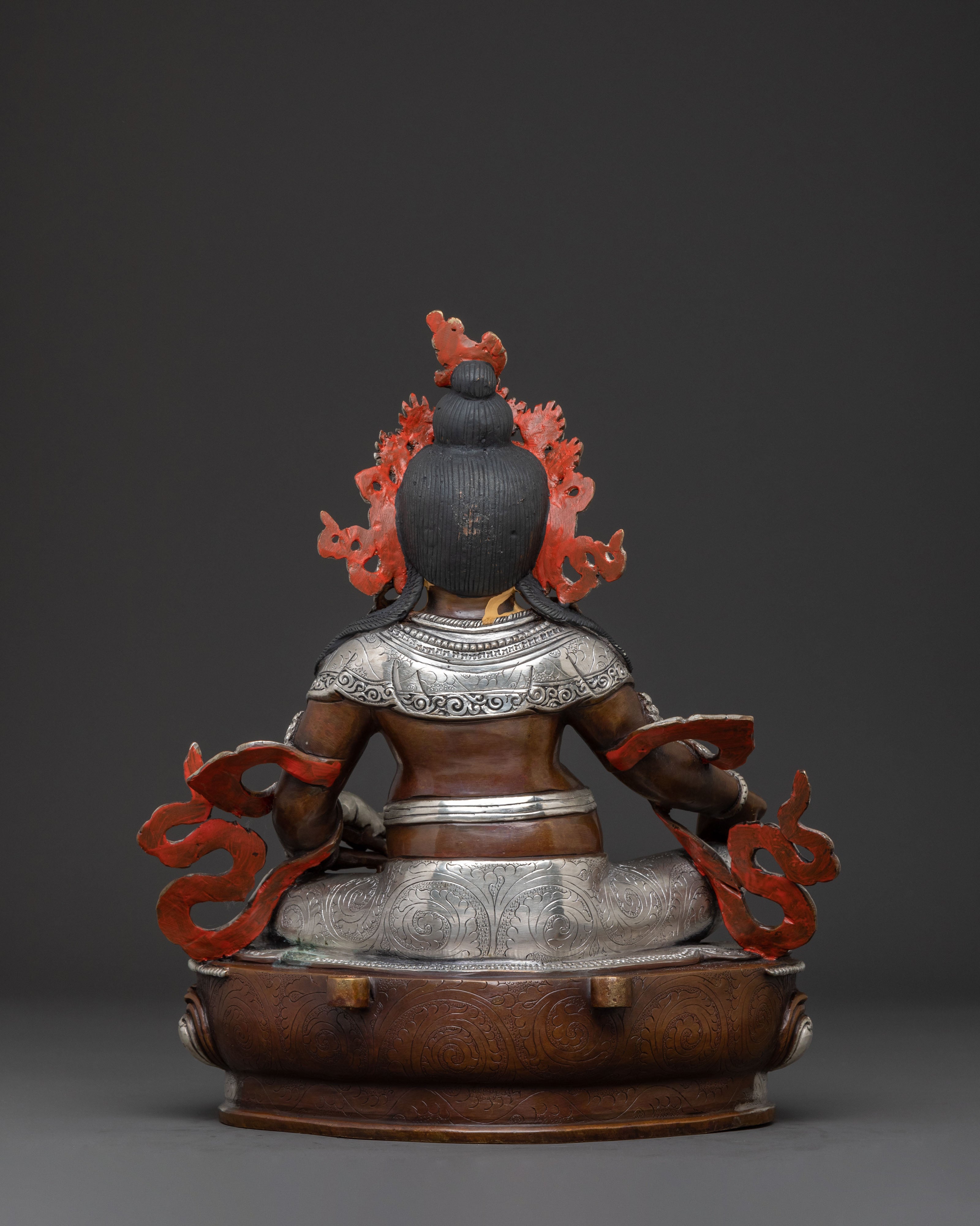 Dzambhala Copper Handcrafted Statue with Silver Accents