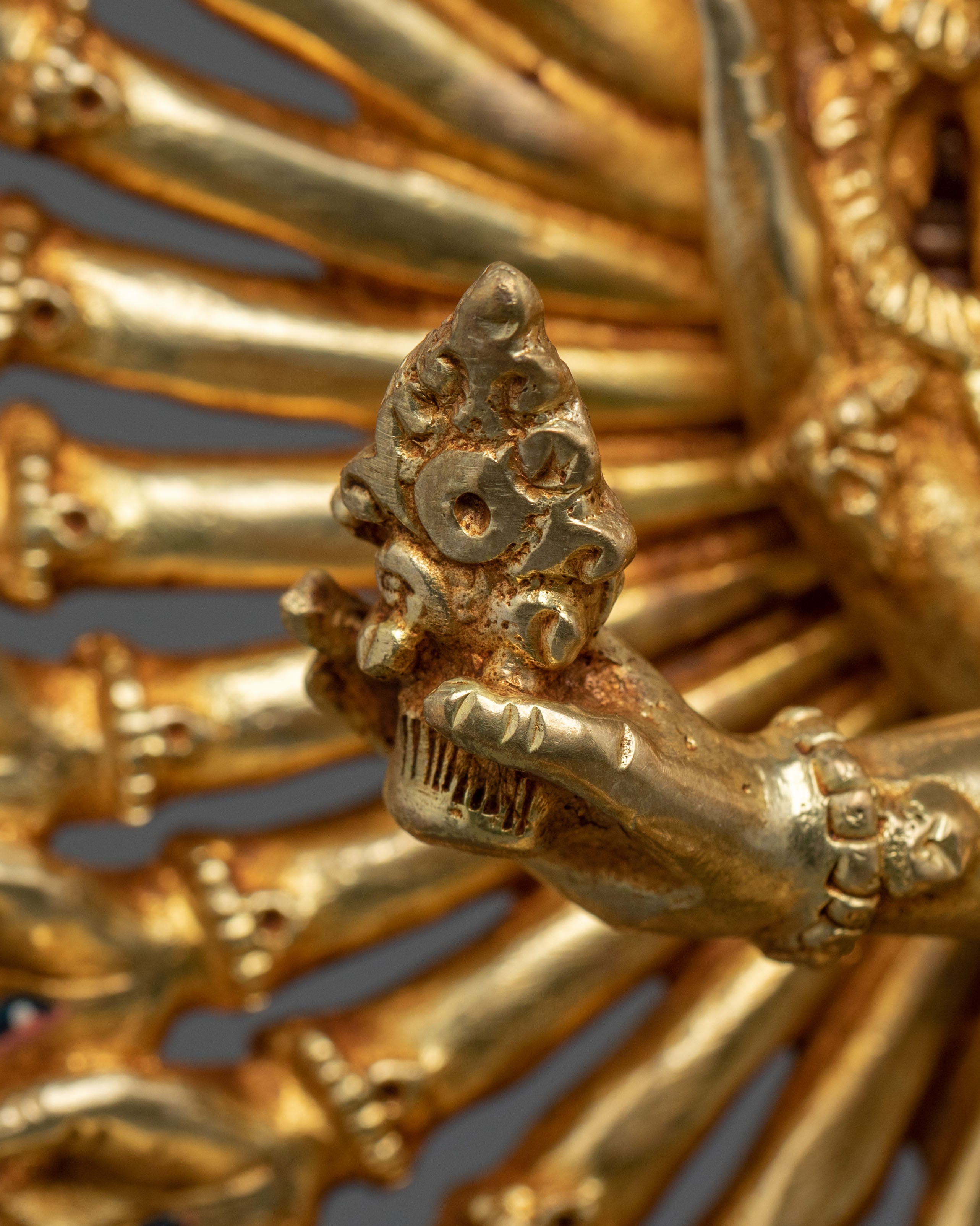 1000 Armed Chenrezig Spiritual Sculpture with 24K Gold Gilded
