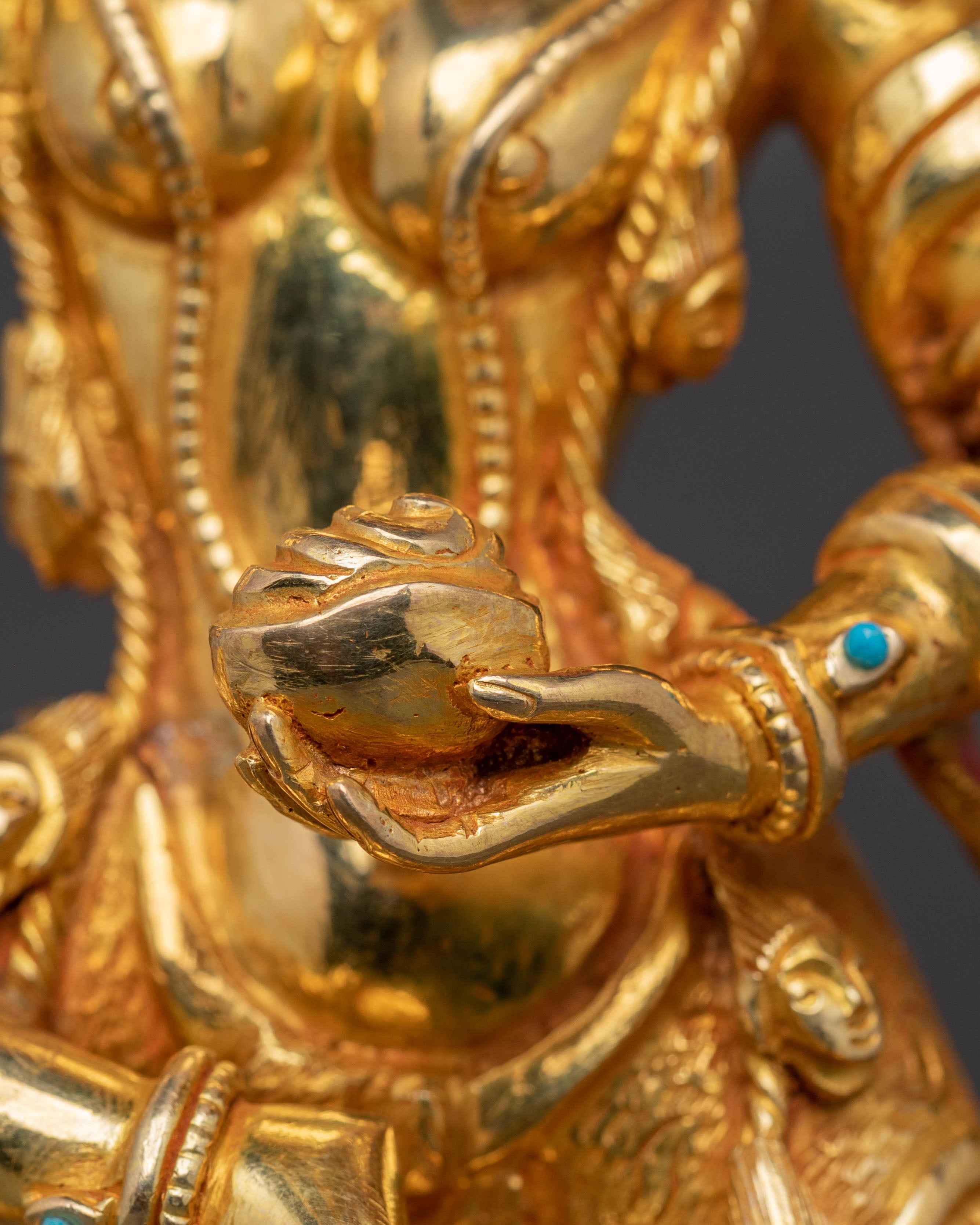 Shimha Mukha Protection Statue | Handcrafted 24K Gold Gilded Artwork