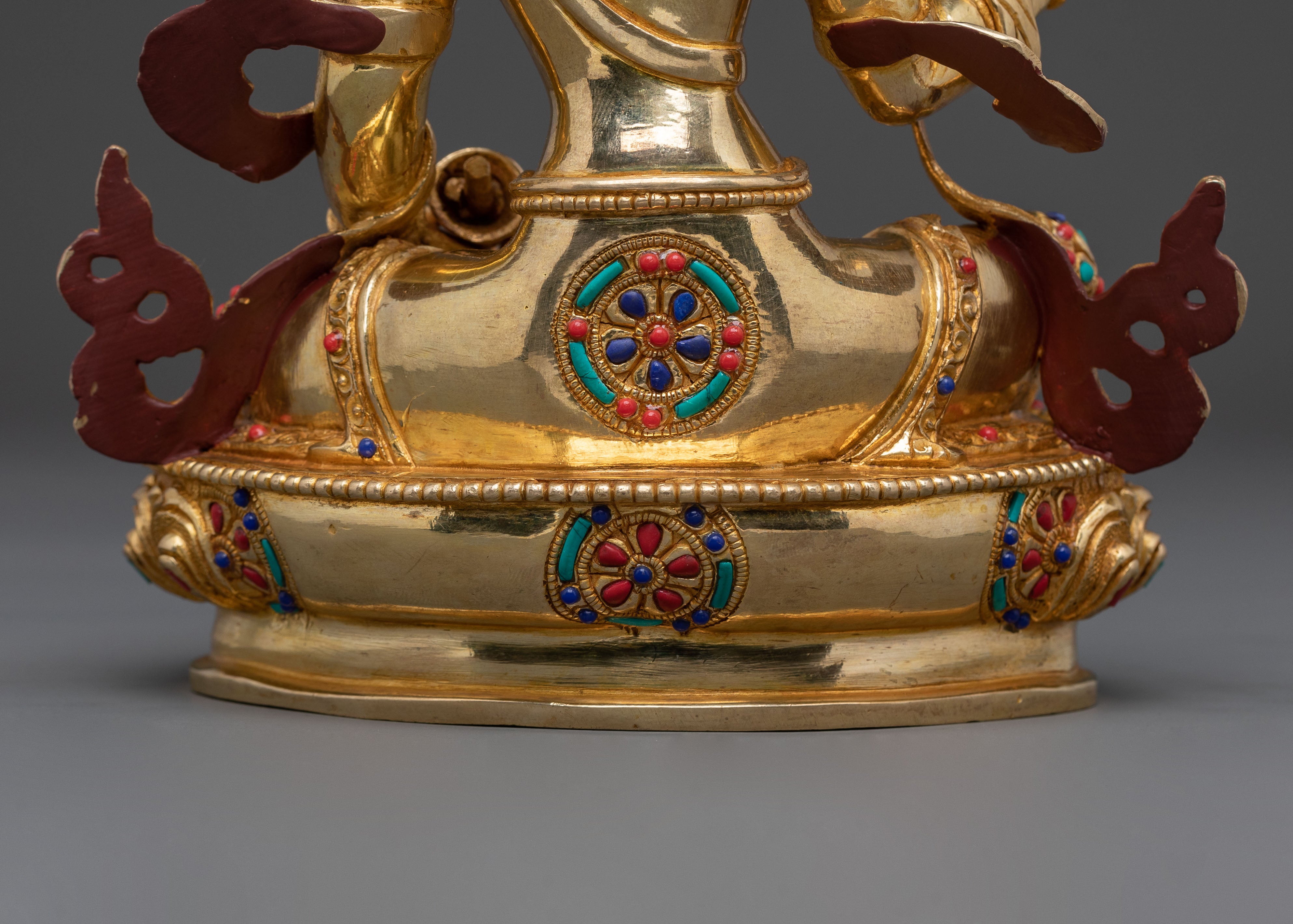 Sitting Machig Labdron Handcrafted Statue, 24K Gold Gilded