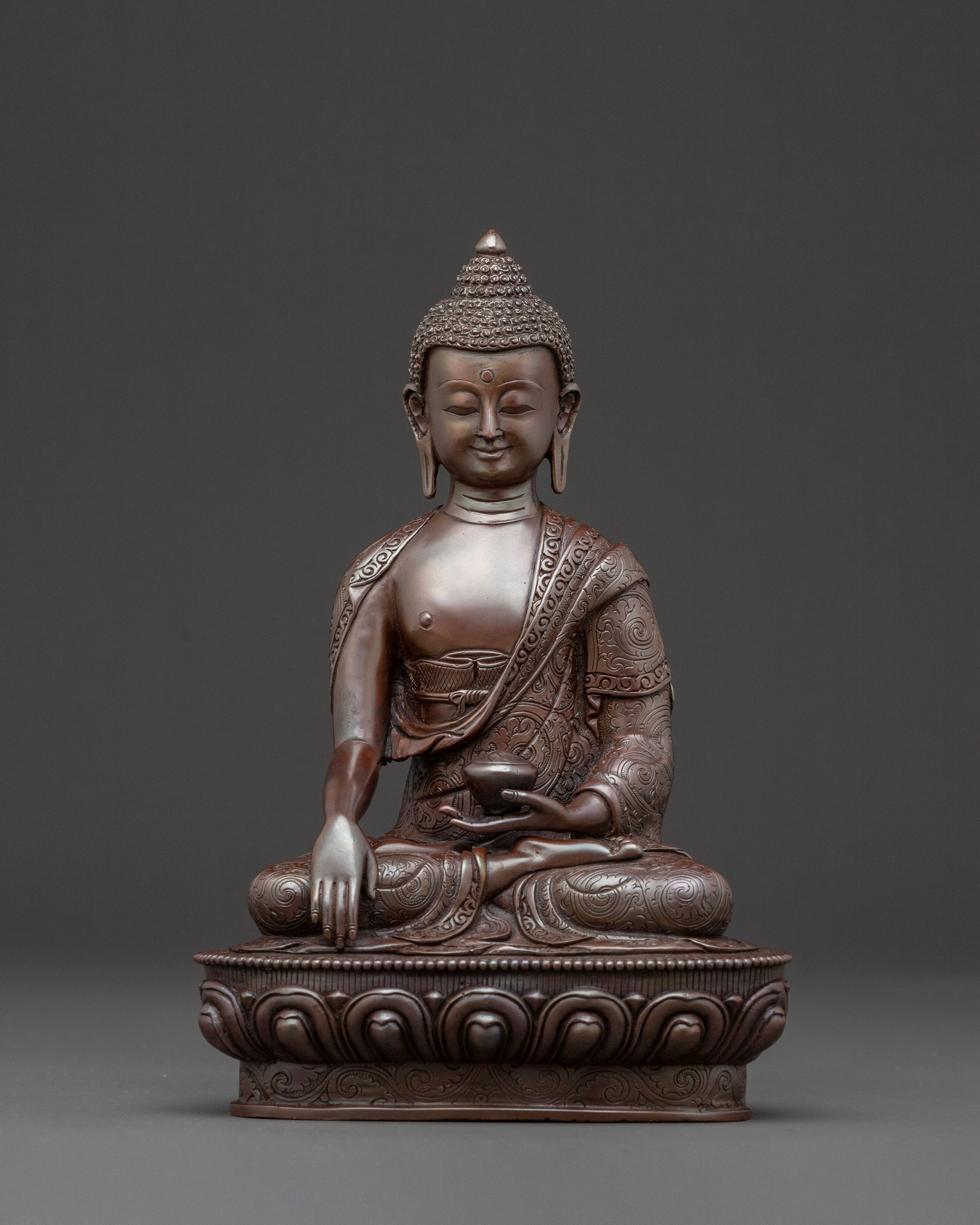 Shakyamuni Buddha Copper Oxidized Statue