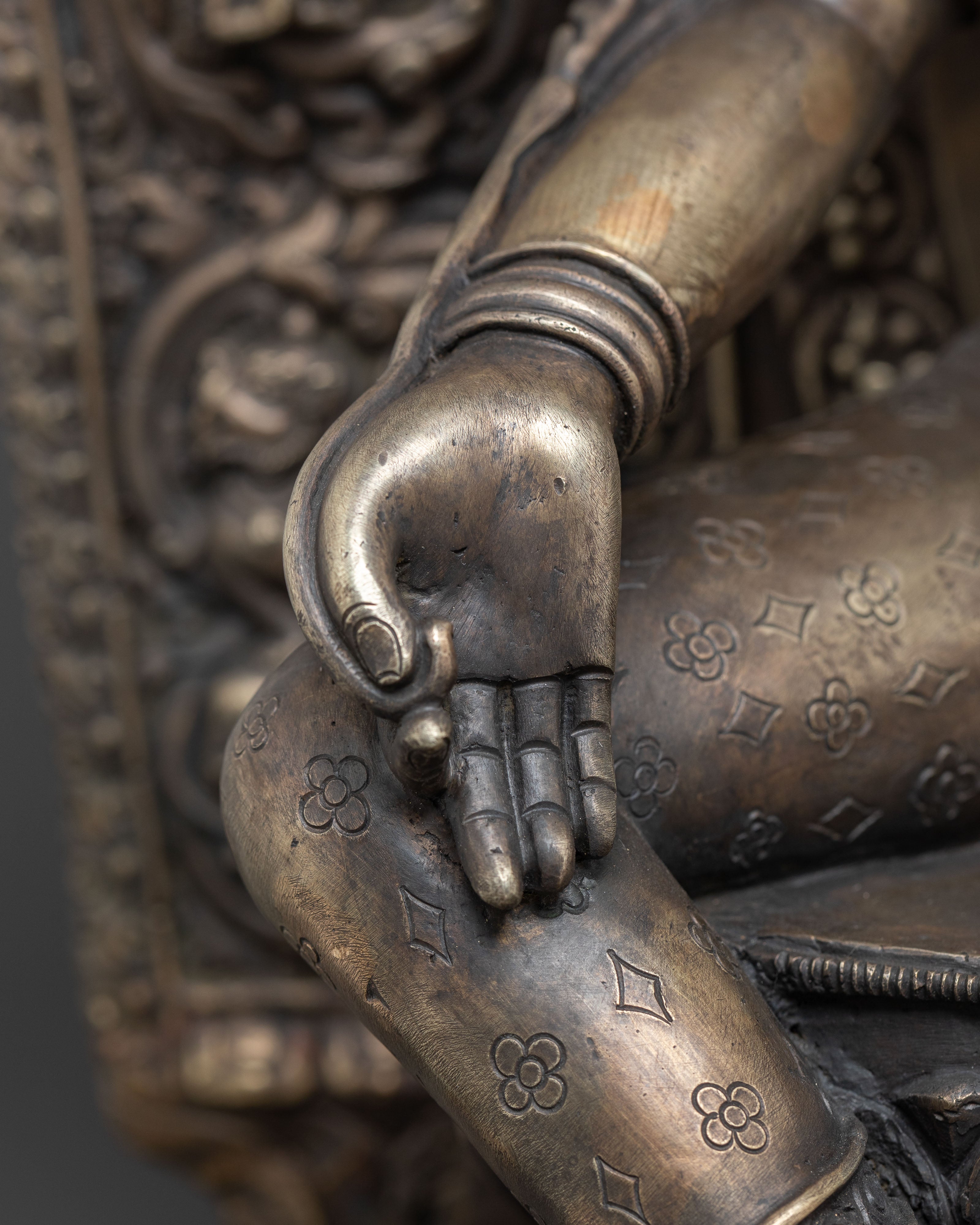 Green Tara Statue | Bronze Figure with Wooden Base