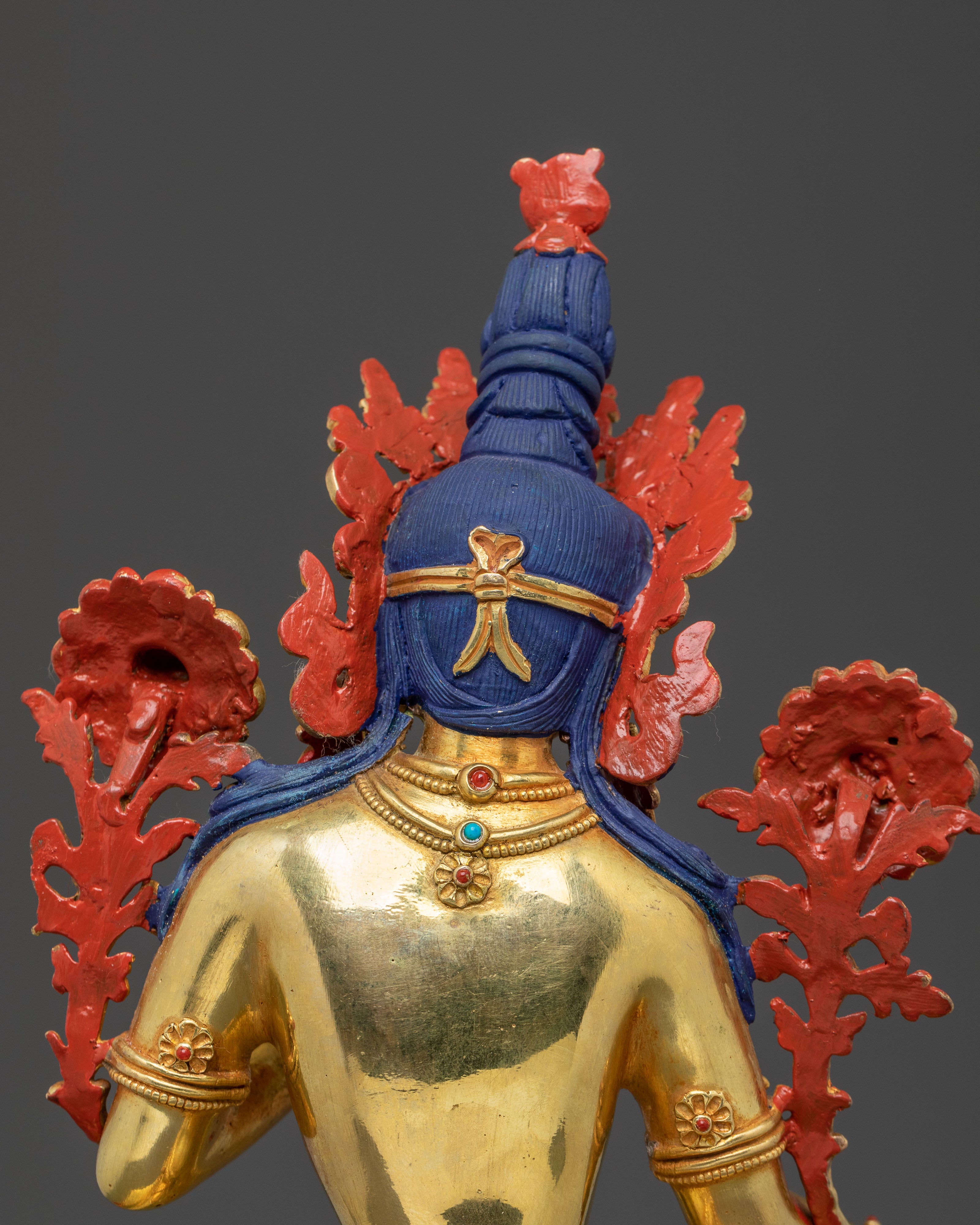 Green Tara Statue On Throne | Sacred Altar Decor