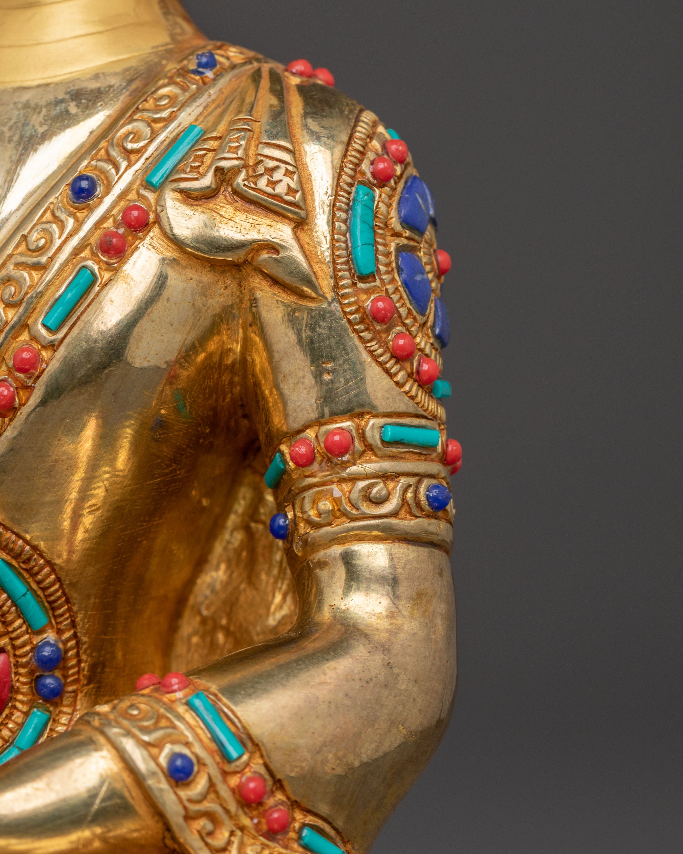 Statue of Enlightened Shakyamuni Buddha: Hand-Gilded Copper Art