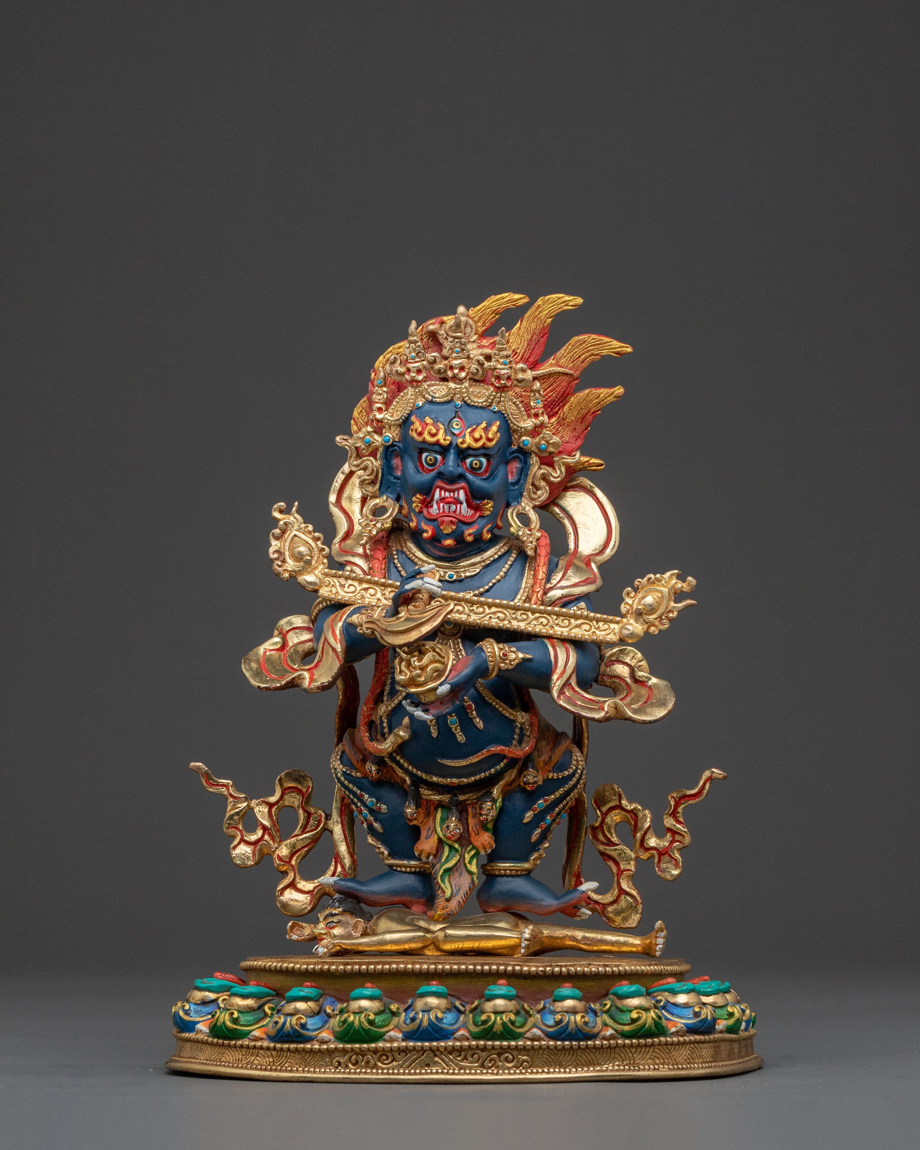 Statue of Shakya Mahakala | Exquisite 24K Gold Gilded Handcrafted