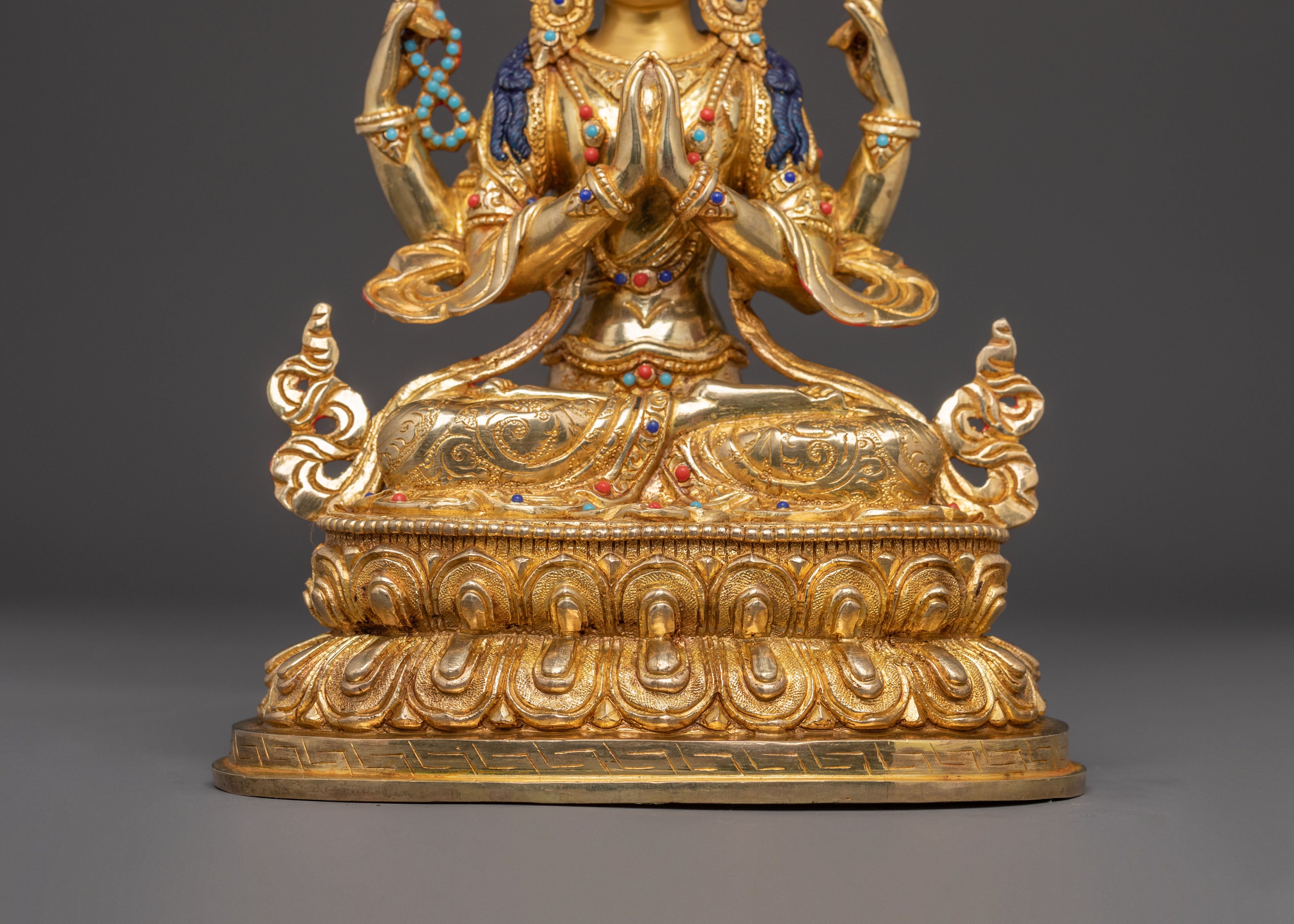 Chenrezig Bodhisattva Sacred Statue – 24K Gold Gilded Art