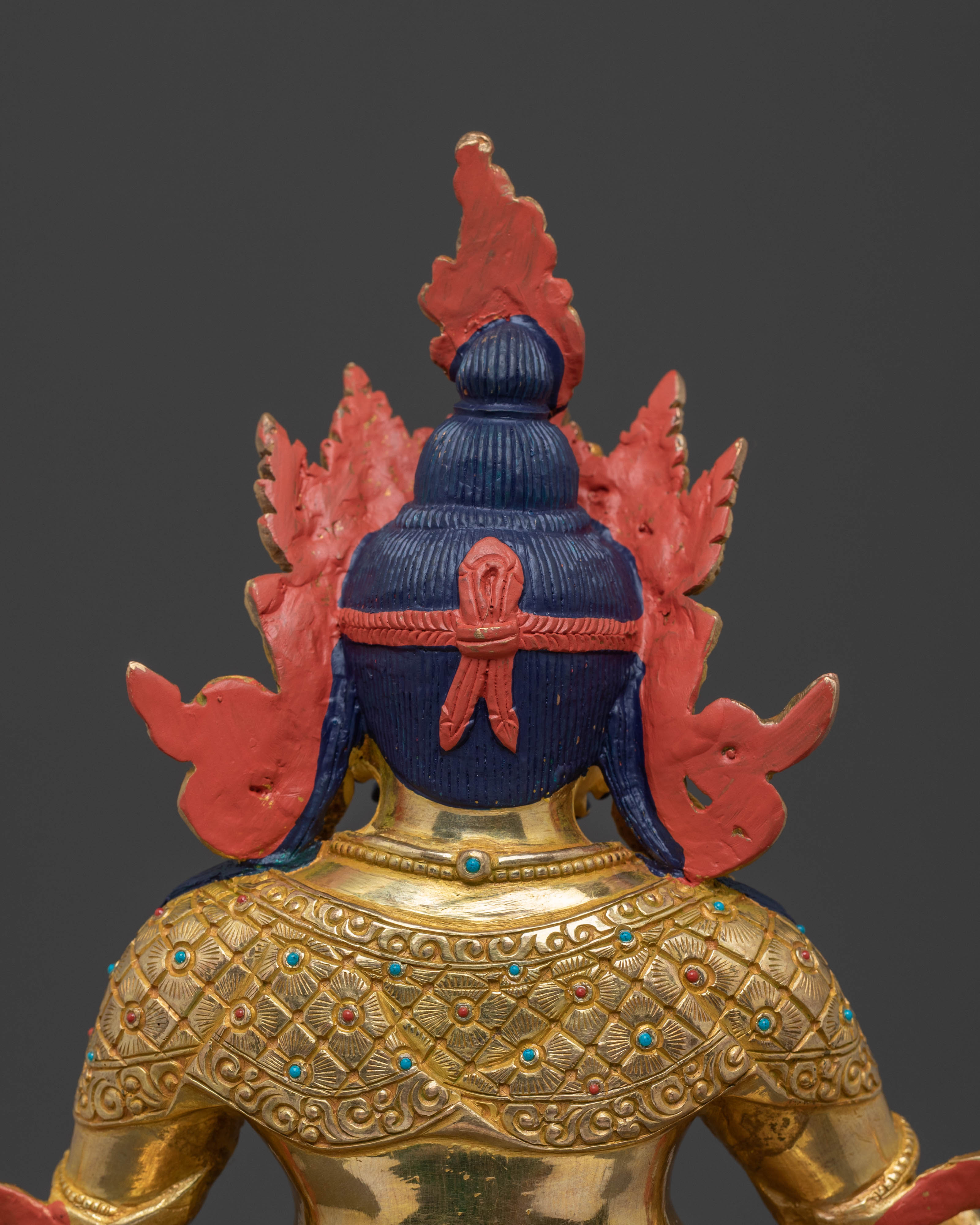 Majestic 24K Gold Gilded Sculpture of Dzambhala on Throne