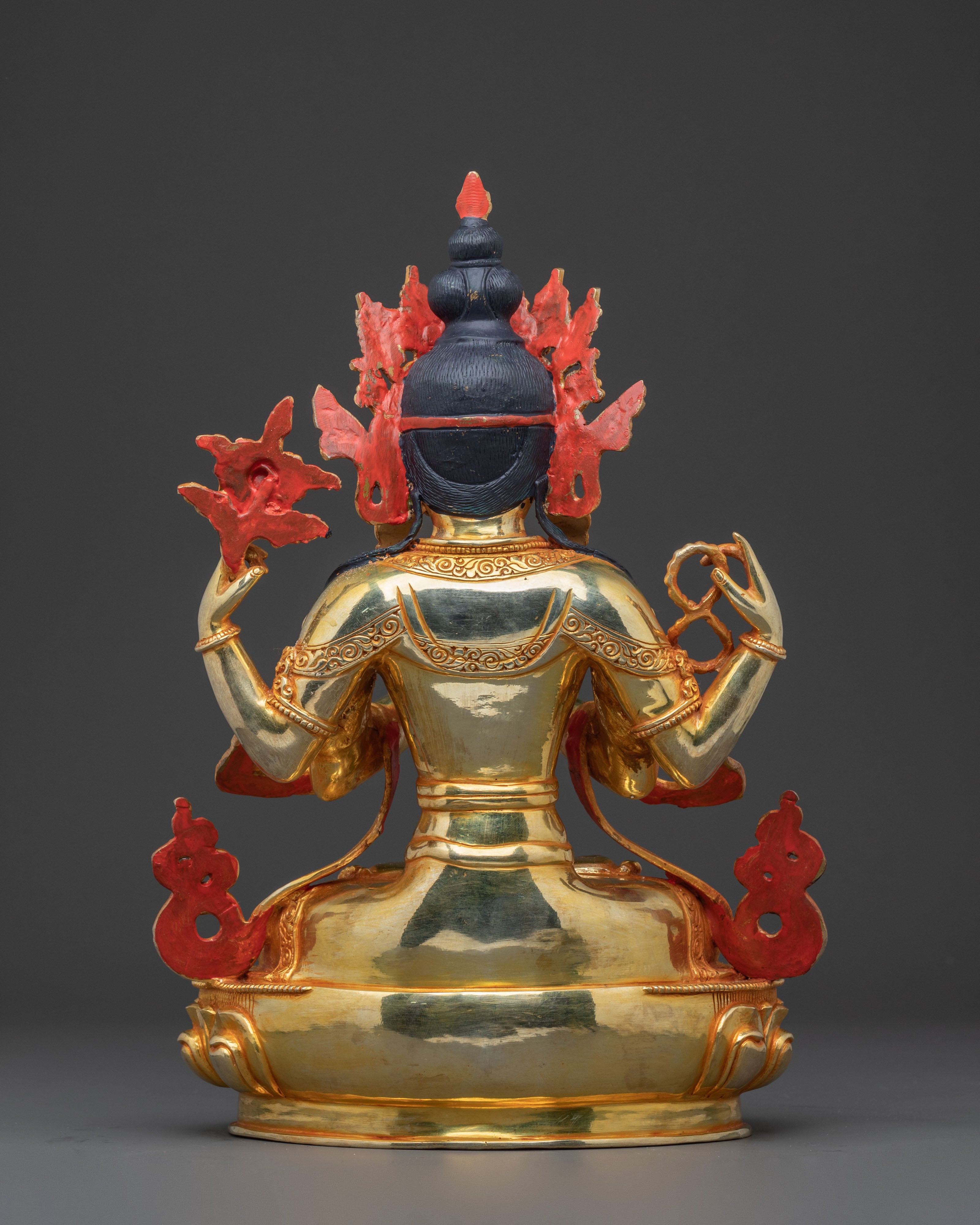 Chenrezig Buddha Statue - 24K Gold Gilded Copper Avalokiteshvara