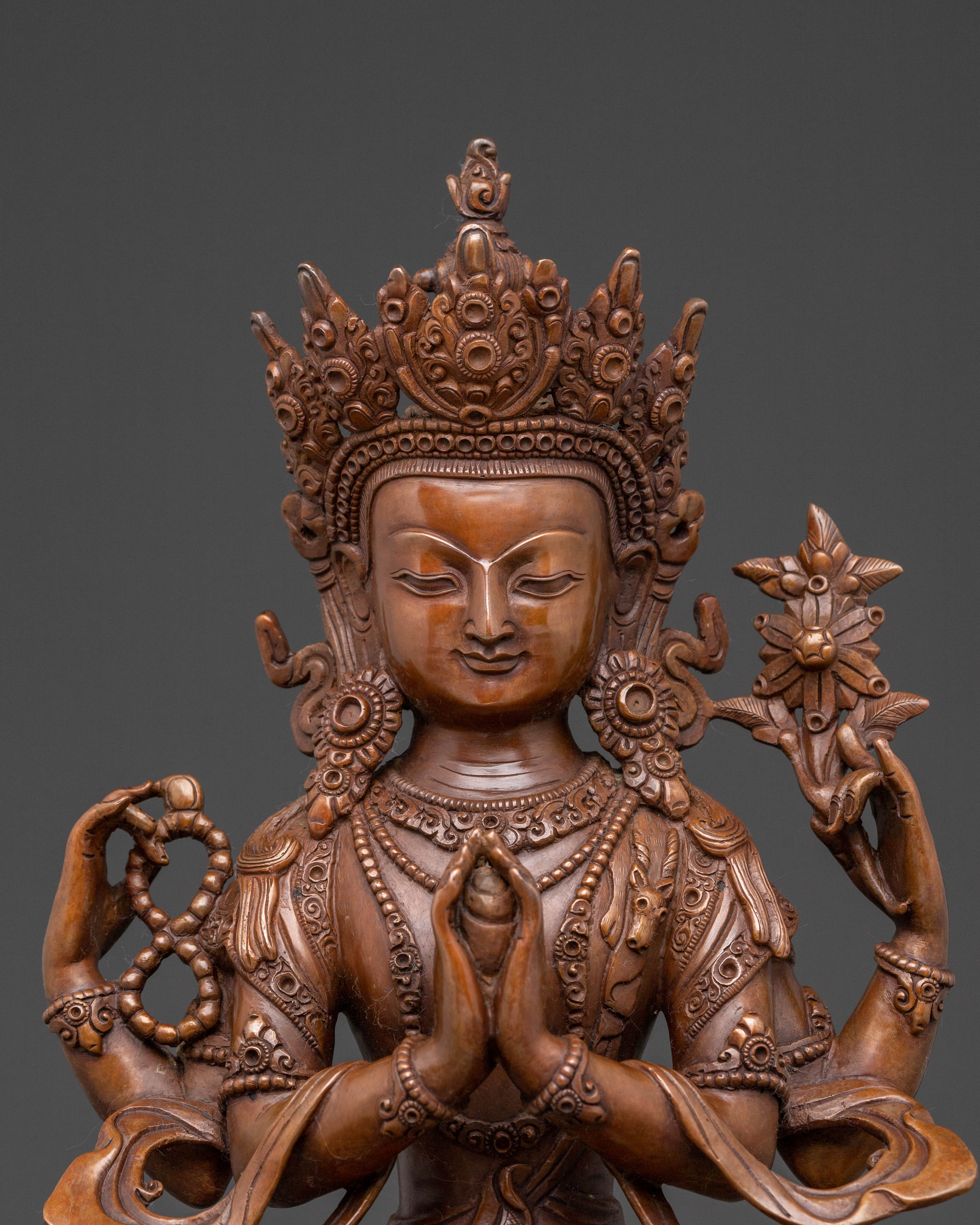 Bodhisattva Chenrezig Statue for Protection – Oxidized Copper Artistry