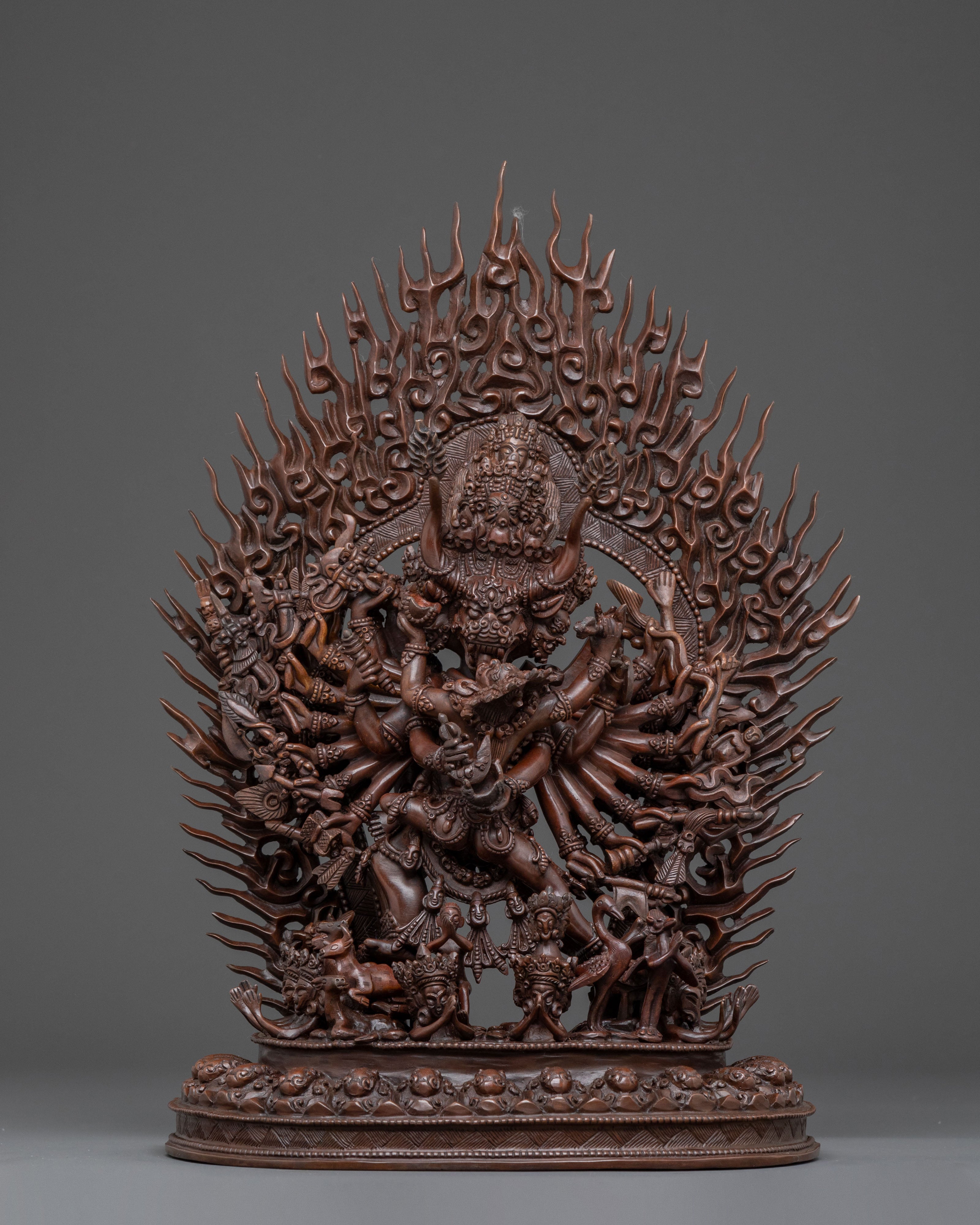 Yamantaka Sacred Statue - Oxidized Copper Art