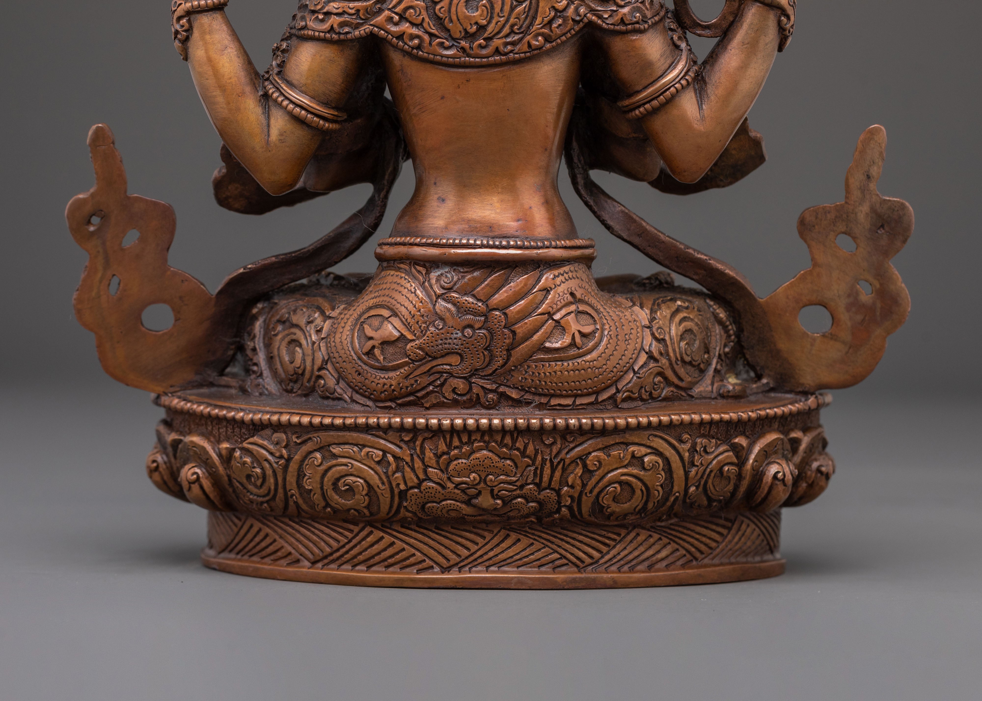 Divine Chenrezig: Handcrafted Oxidized Copper Figurine